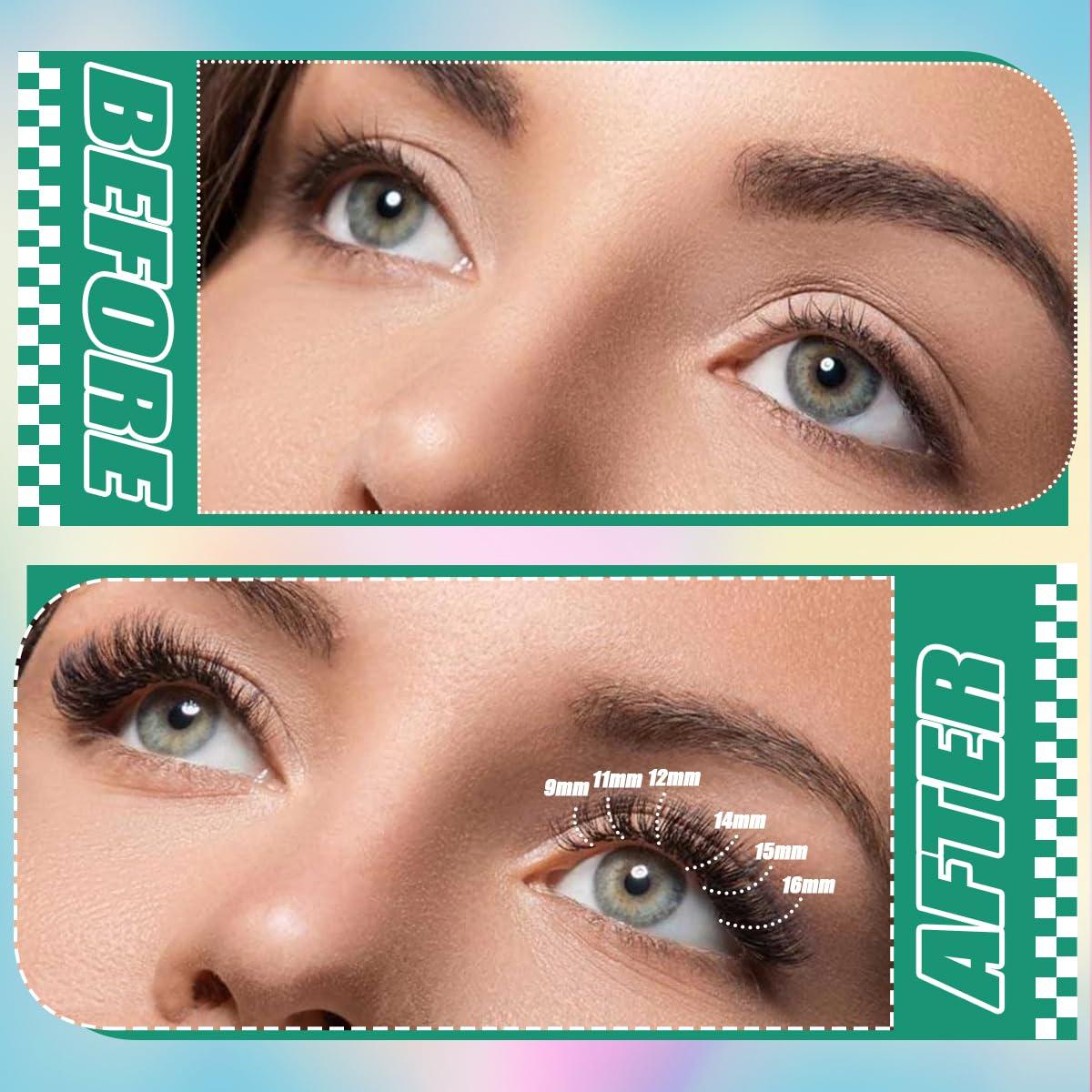 Kit de Extensión de Pestañas DIY DNSGOOR 280 Piezas 9-16mm