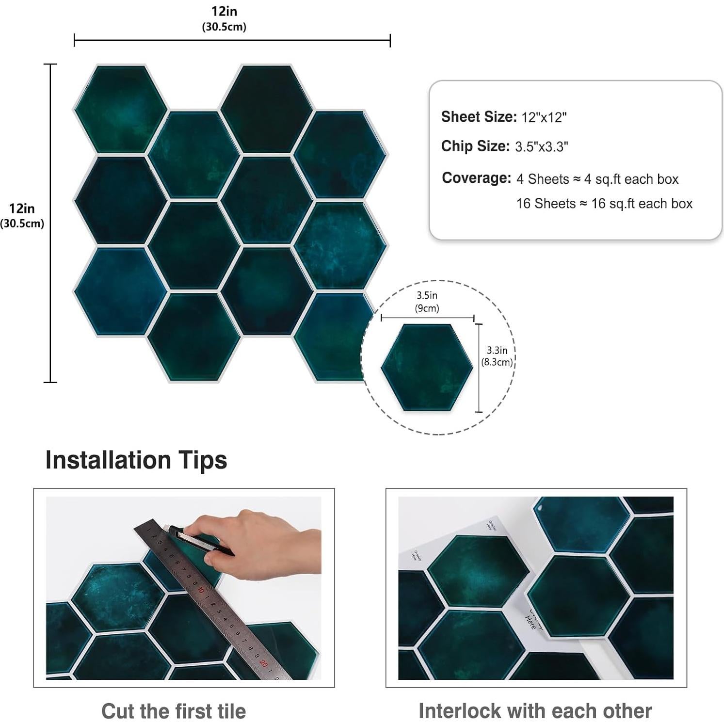 Azulejos Autoadhesivos CRE8TIVE 30.48x30.48cm Verde Esmeralda