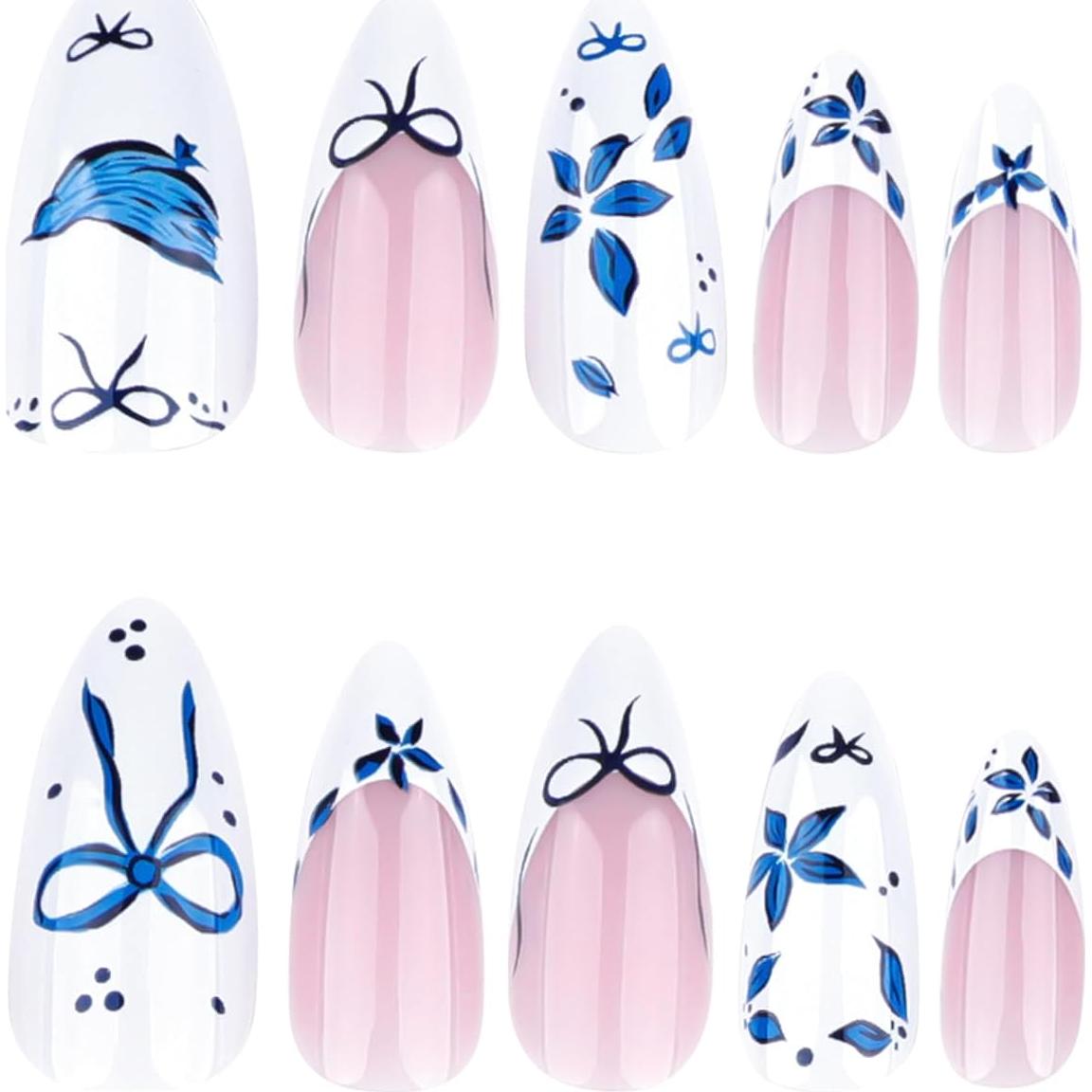 Uñas Postizas Cortas Francesas XMMXNBJ 30 Piezas Acrílicas