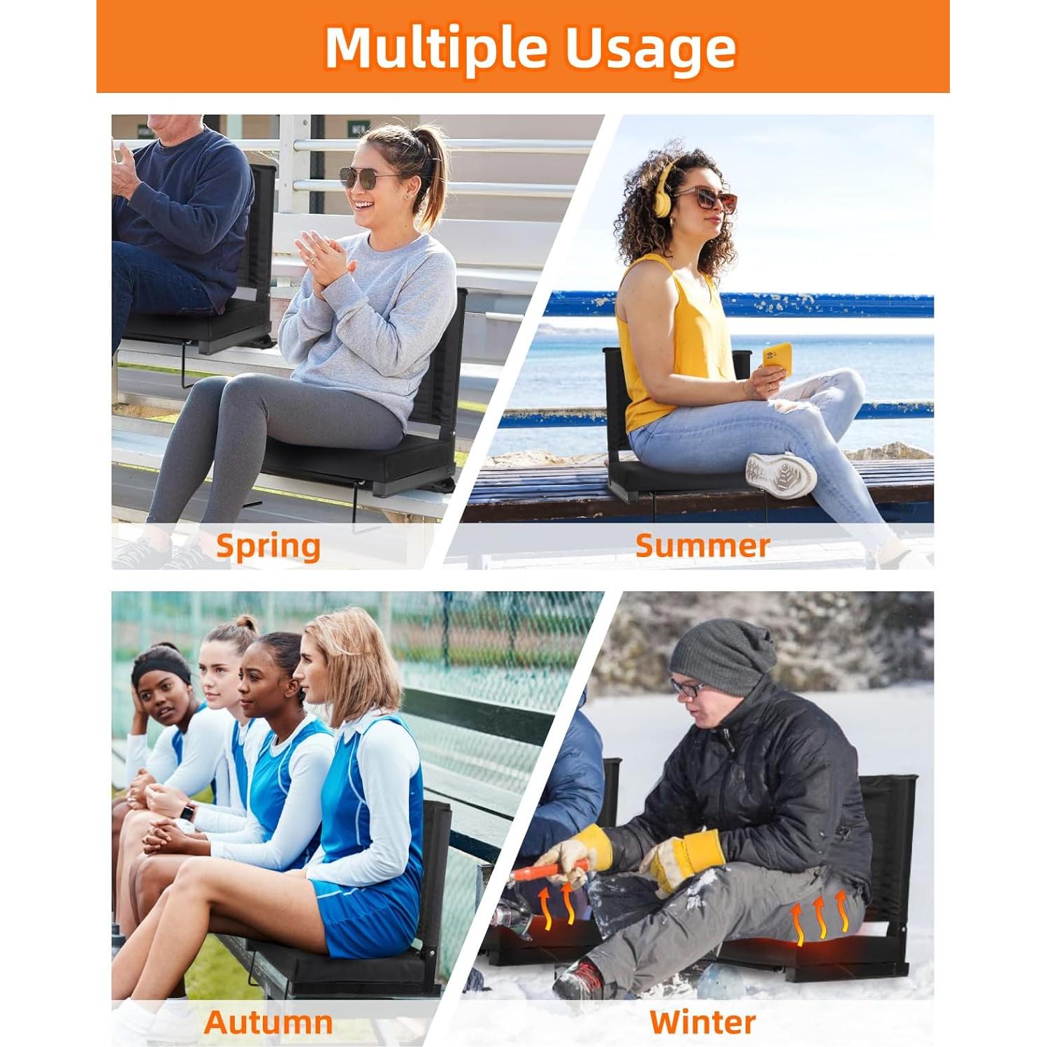 Asiento de Estadio Calentado Fitense Plegable USB 3 Niveles