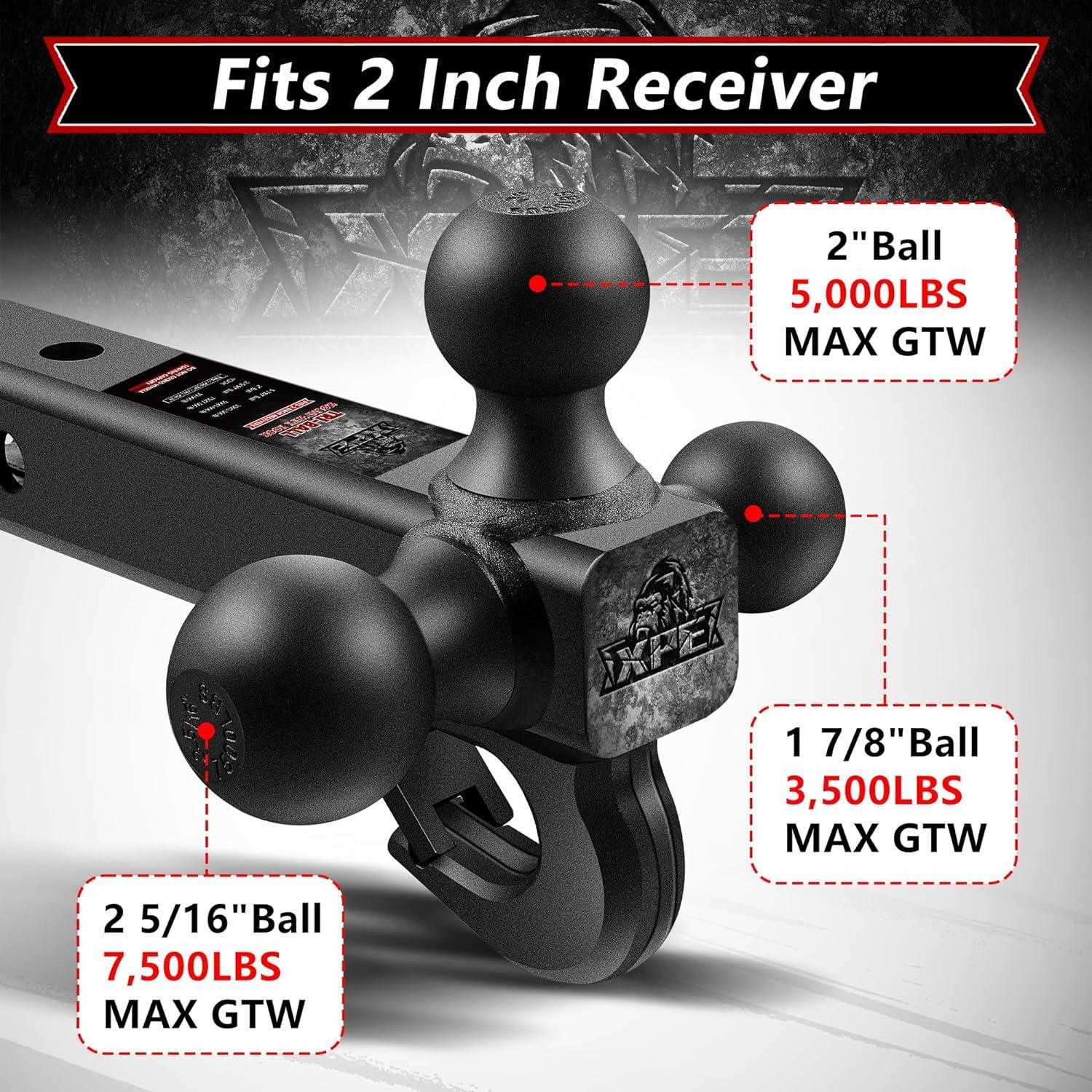 Soporte de Remolque de Tres Bolas XPE 10,000 LBS Negro