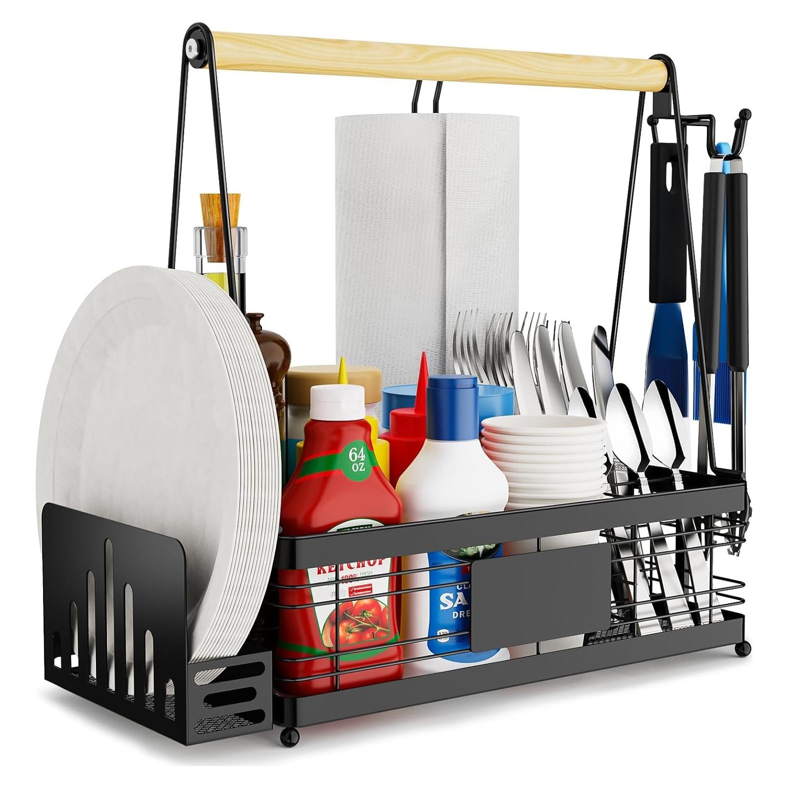 Caddy para Parrilla GUIBUKEYAN con Soporte para Platos y Toallas