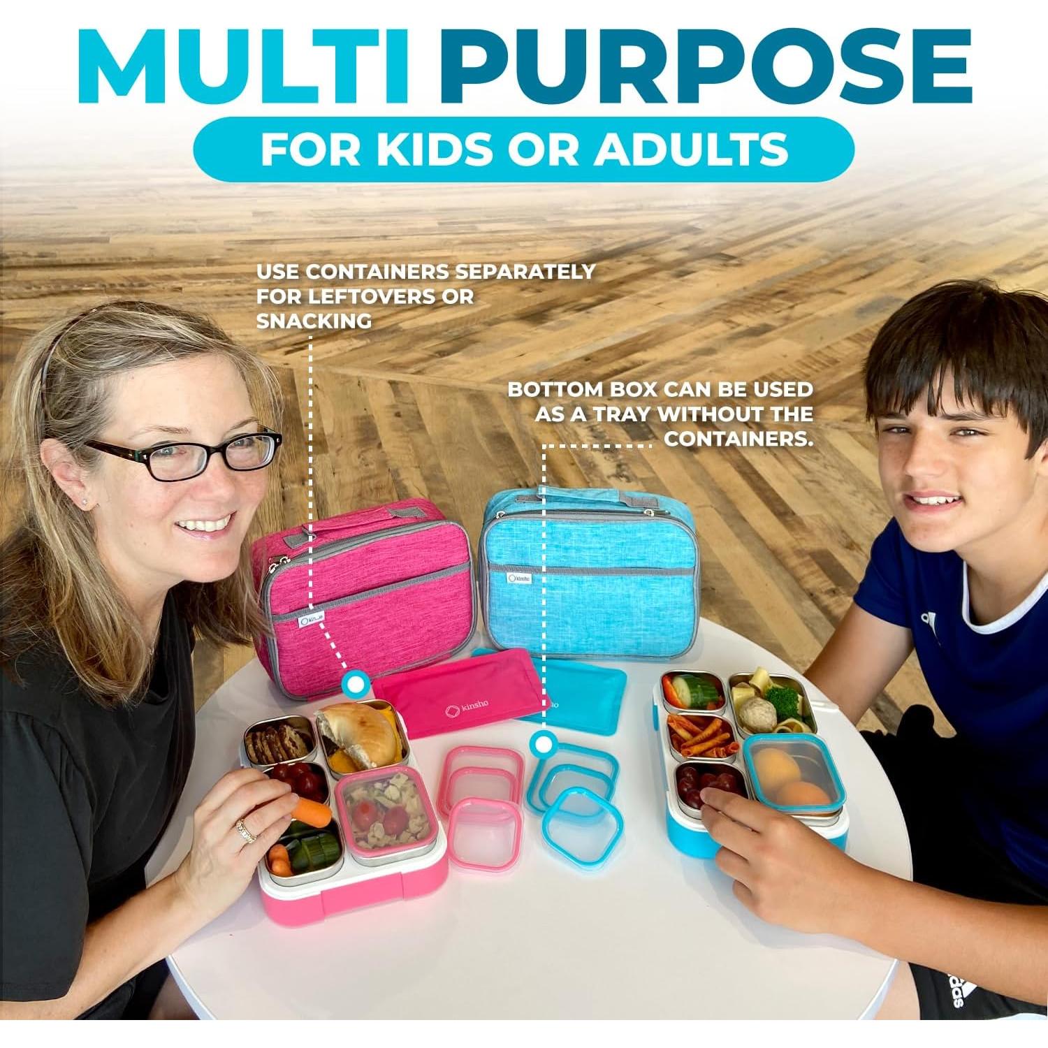 Caja de Almuerzo Bento Kinsho Acero Inoxidable 34 oz Azul 5 Compartimentos