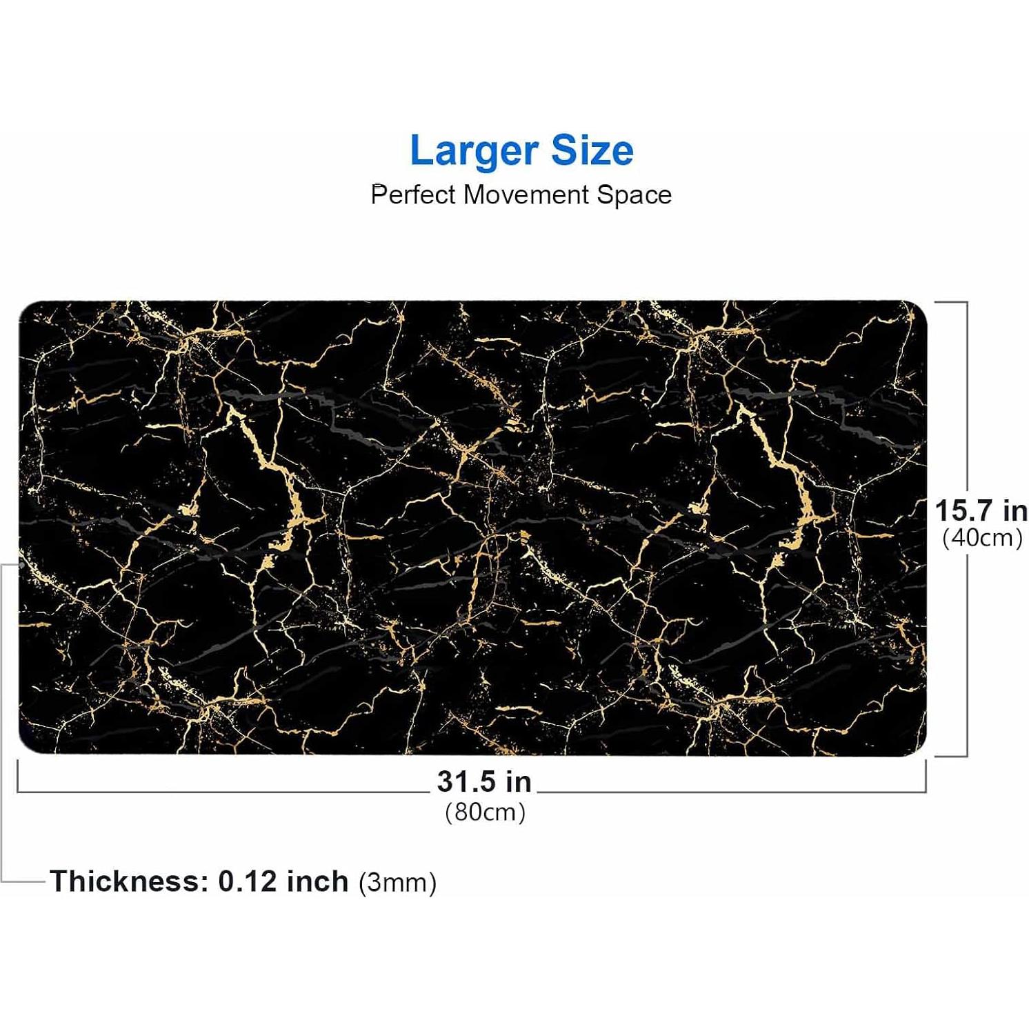 Alfombrilla de Escritorio IMAYONDIA Mármol Negro y Dorado 800x400mm