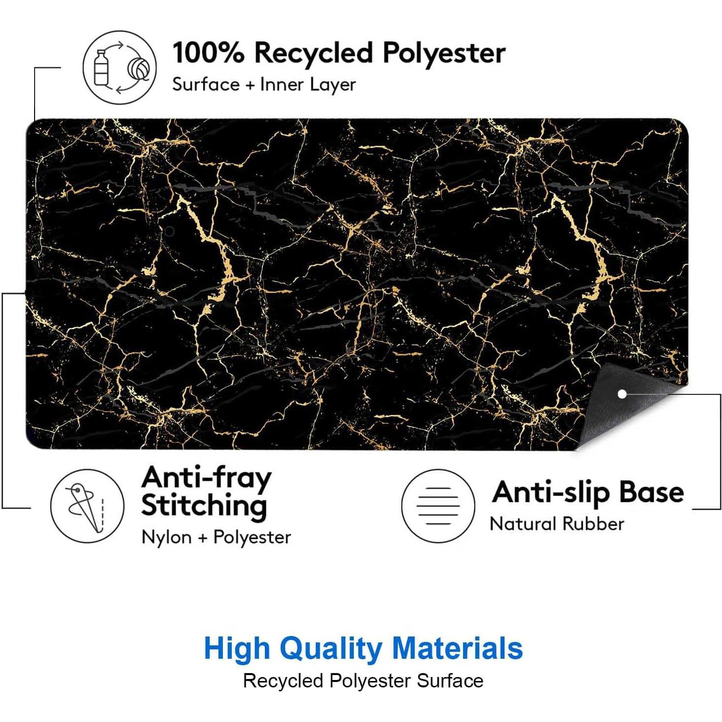 Alfombrilla de Escritorio IMAYONDIA Mármol Negro y Dorado 800x400mm