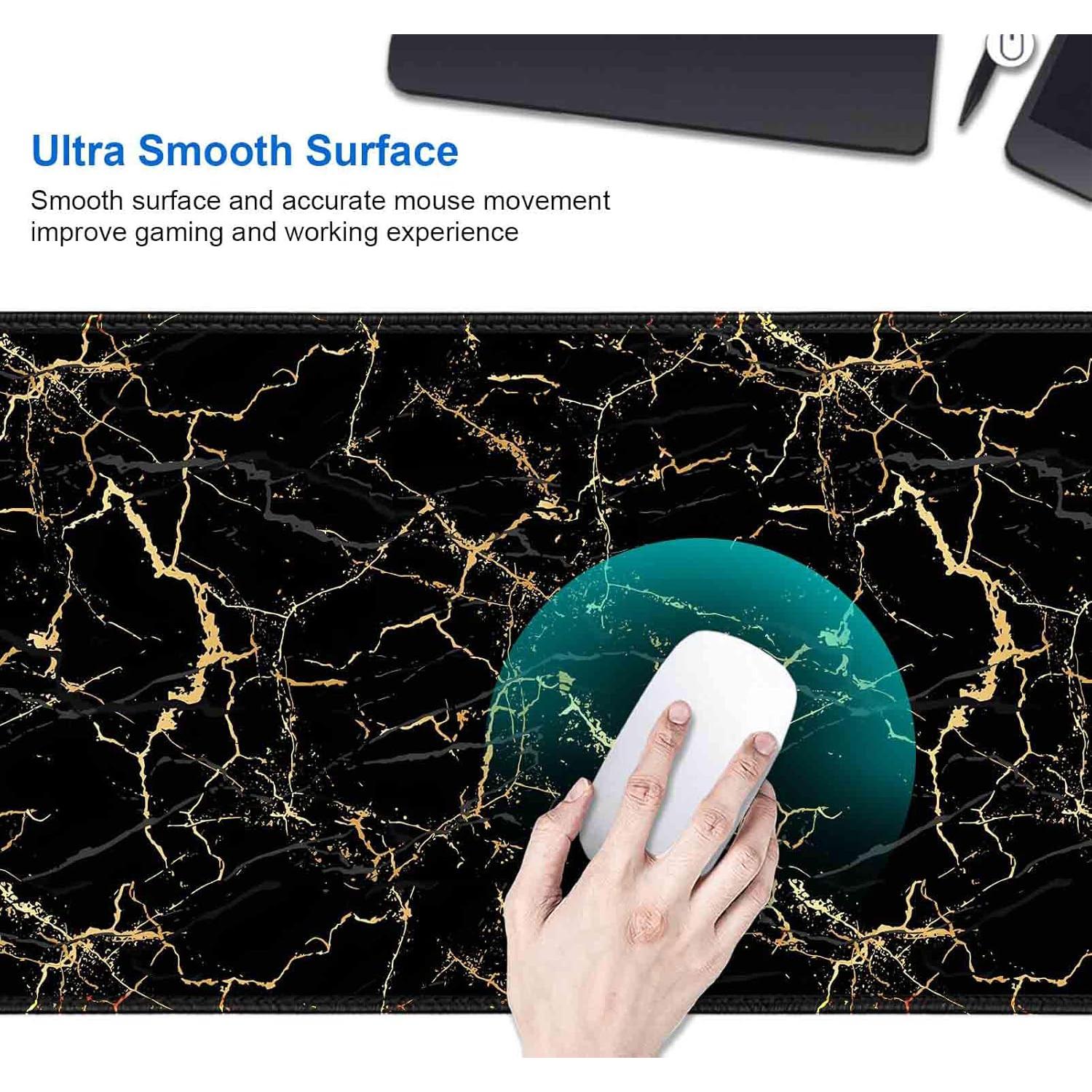 Alfombrilla de Escritorio IMAYONDIA Mármol Negro y Dorado 800x400mm