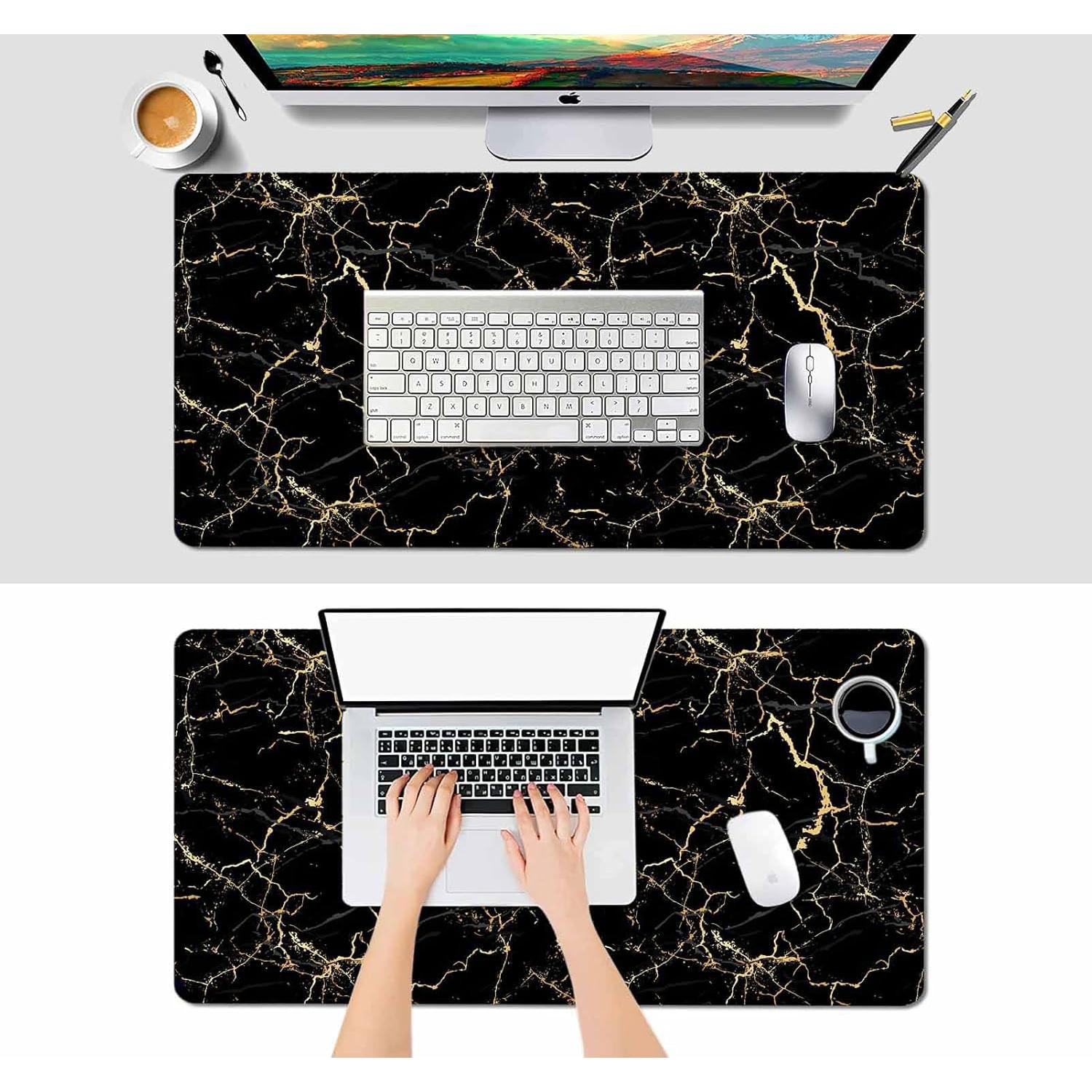 Alfombrilla de Escritorio IMAYONDIA Mármol Negro y Dorado 800x400mm