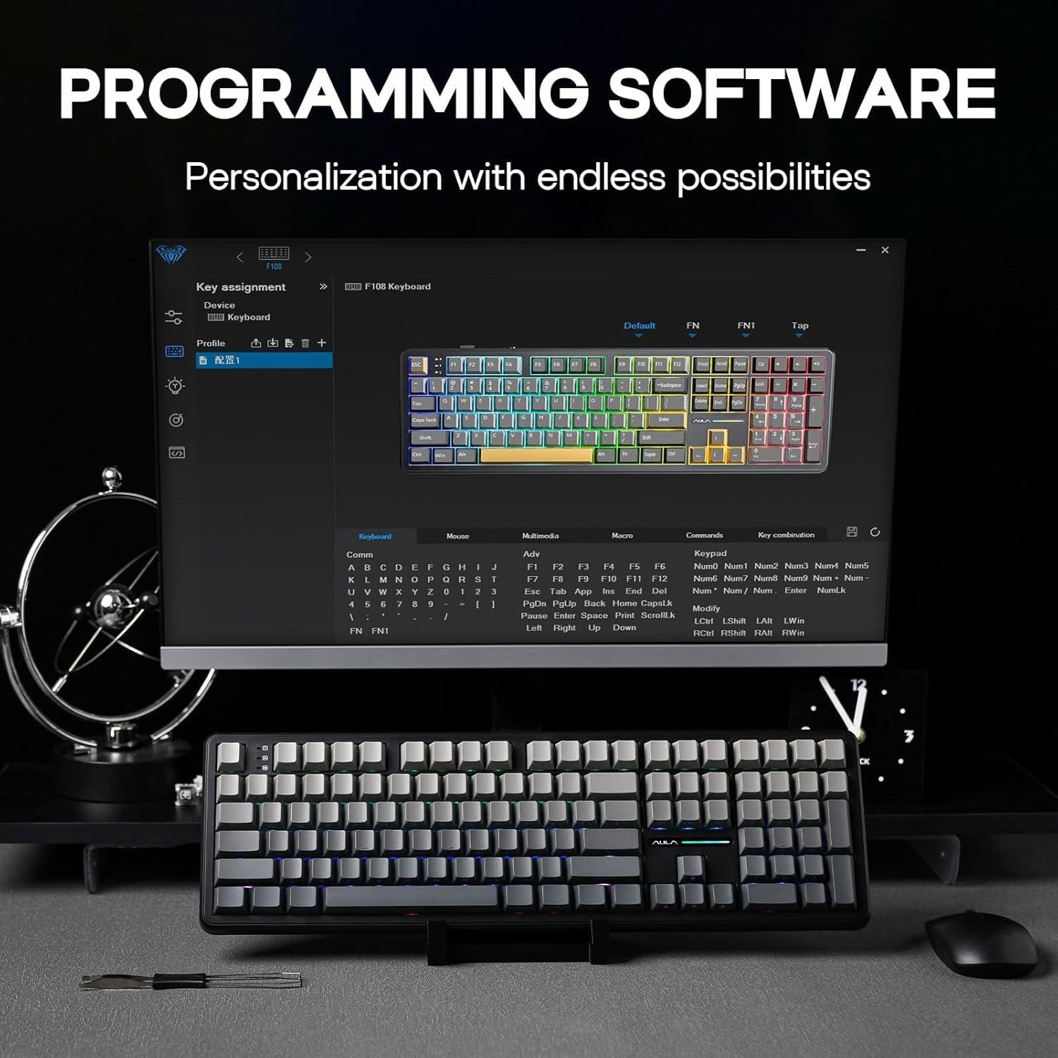 Teclado Mecánico Inalámbrico EPOMAKER F108 RGB 108 Teclas