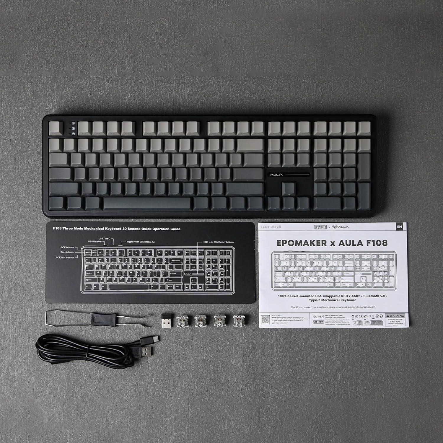 Teclado Mecánico Inalámbrico EPOMAKER F108 RGB 108 Teclas