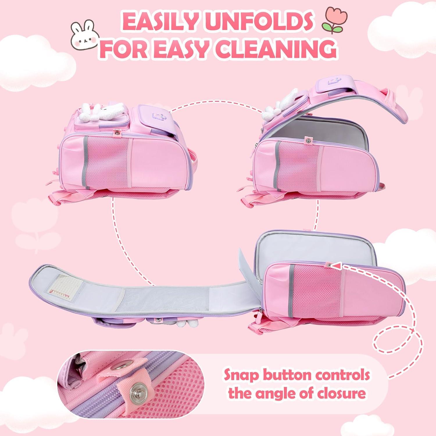 Mochila Escolar Kawaii VNINE Rosa para Niñas 17.8L