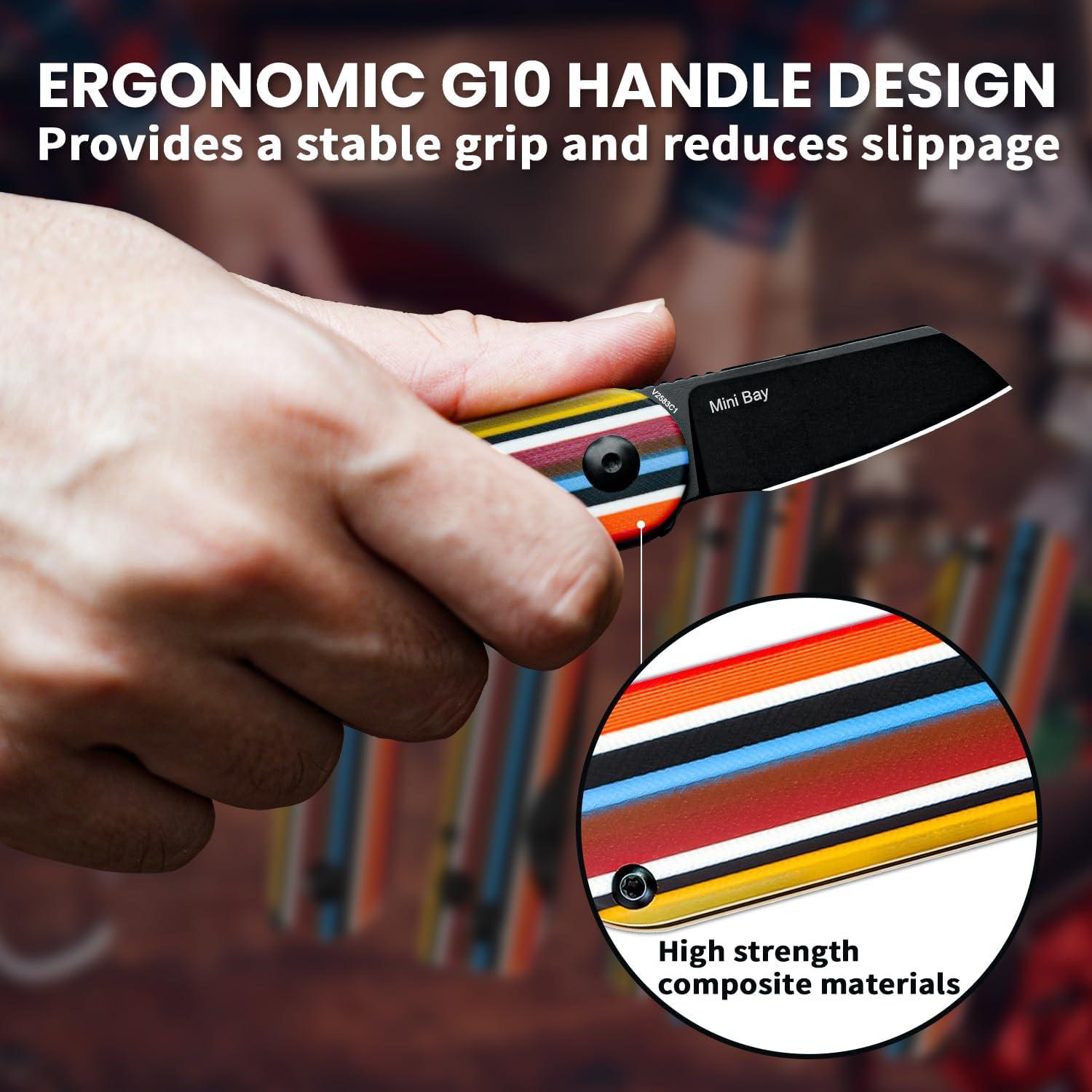 Cuchillo de bolsillo Kizer Mini Bay EDC 154CM 48mm Arcoíris