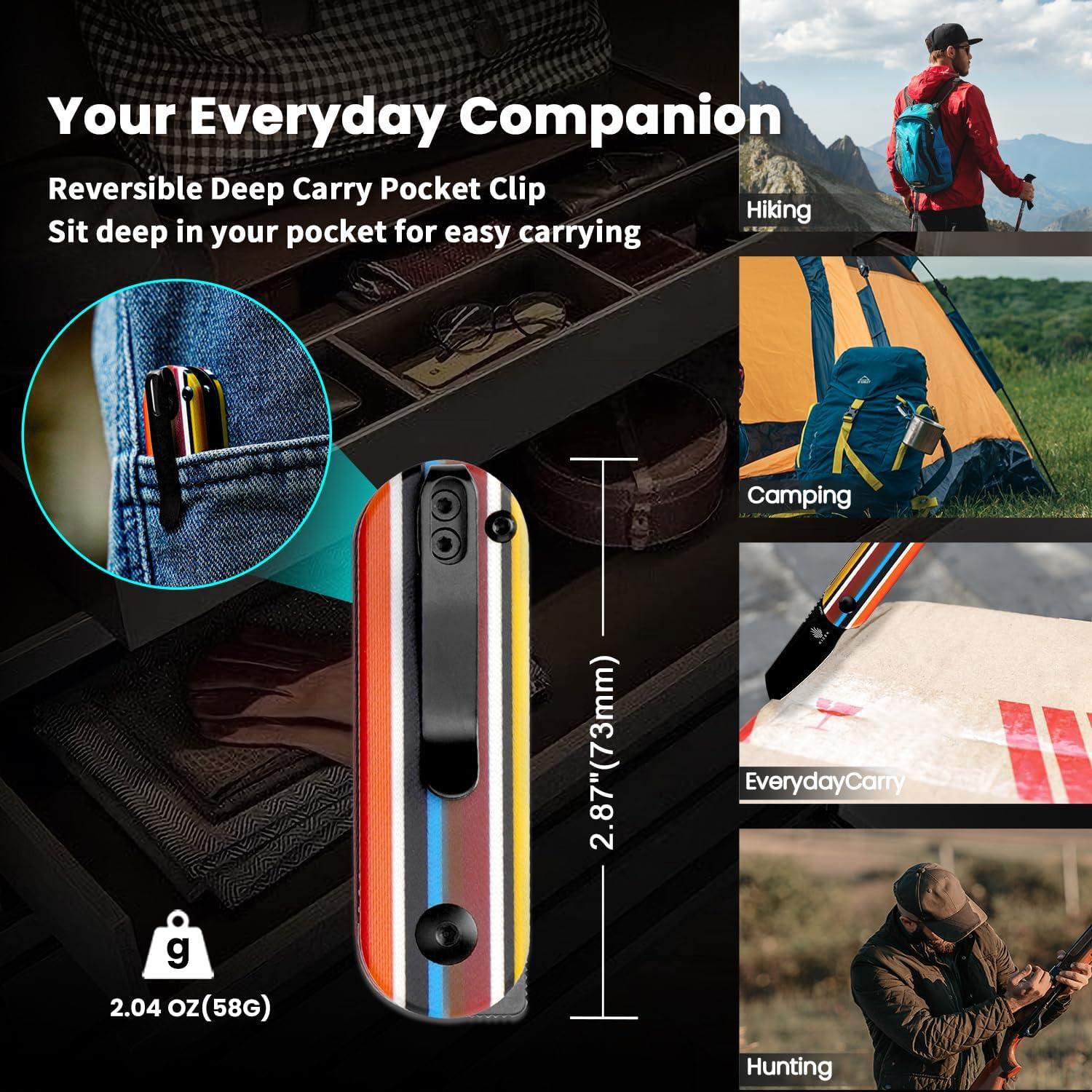 Cuchillo de bolsillo Kizer Mini Bay EDC 154CM 48mm Arcoíris