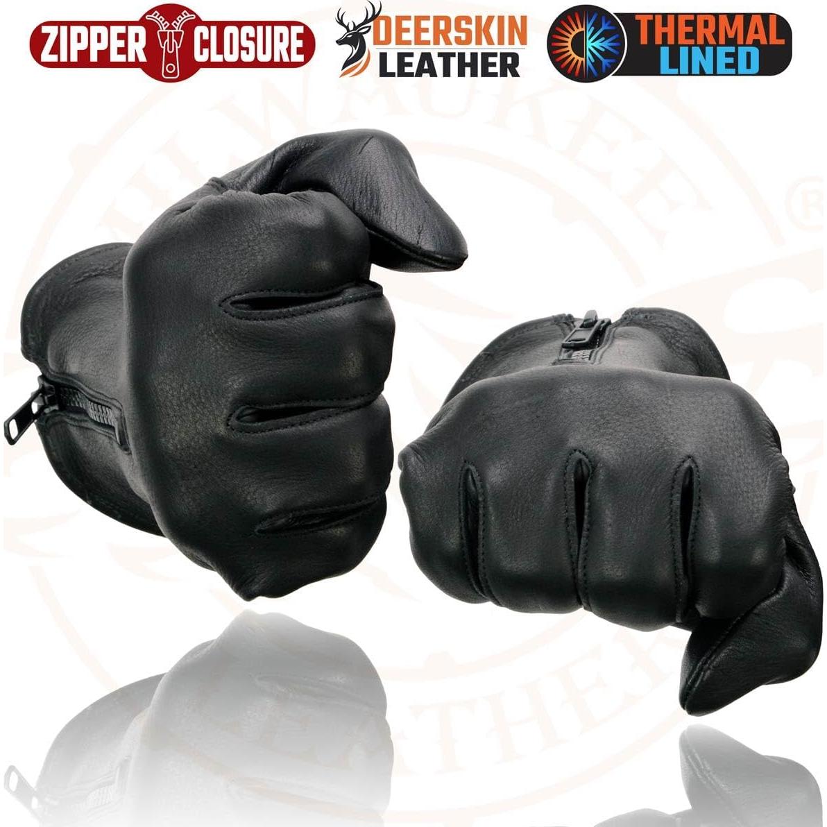 Guantes de motocicleta Milwaukee Leather SH866 de cuero negro