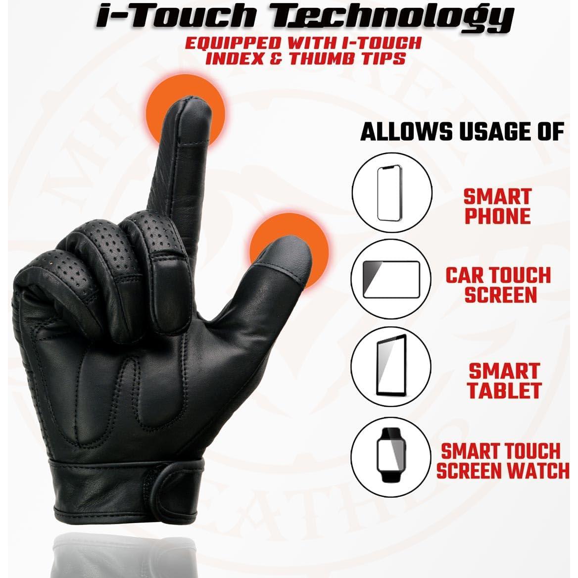 Guantes de Motocicleta de Cuero Milwaukee Leather MG7516 Negro