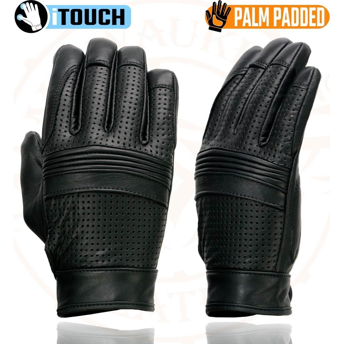 Guantes de Motocicleta de Cuero Milwaukee Leather MG7516 Negro