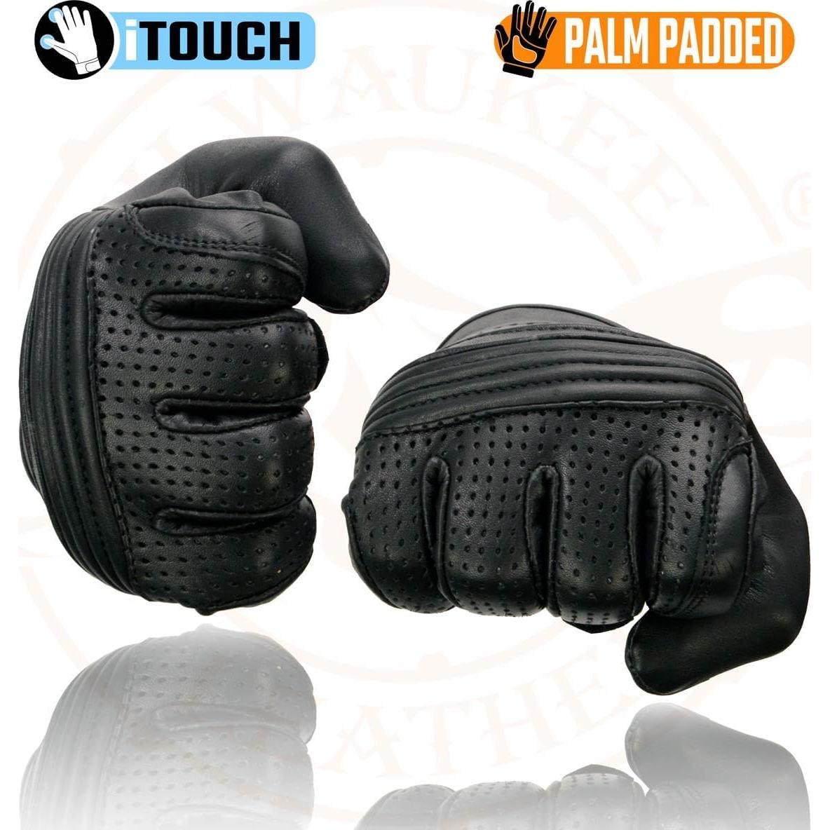 Guantes de Motocicleta de Cuero Milwaukee Leather MG7516 Negro