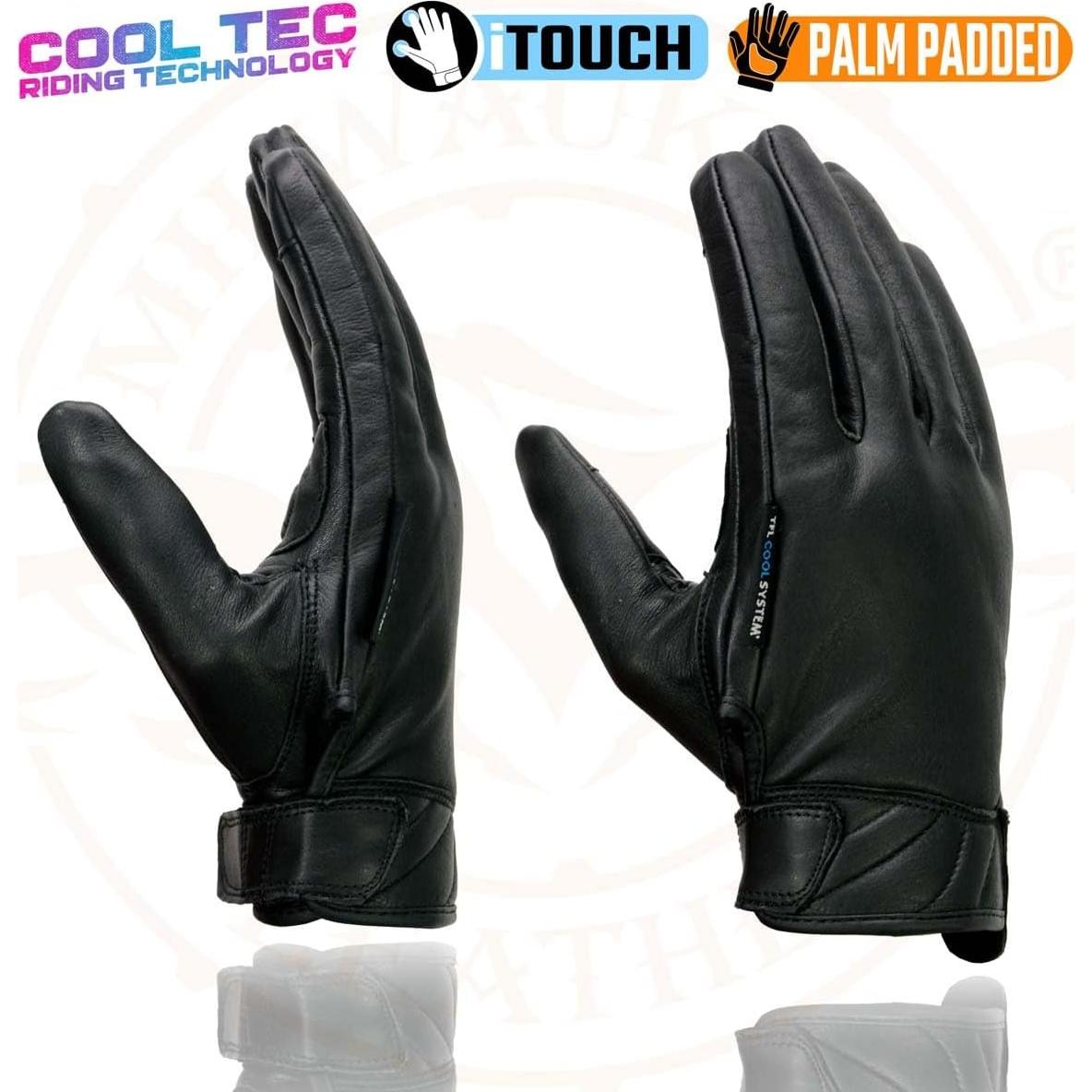 Guantes de motocicleta Milwaukee Leather MG7502 negros con gel