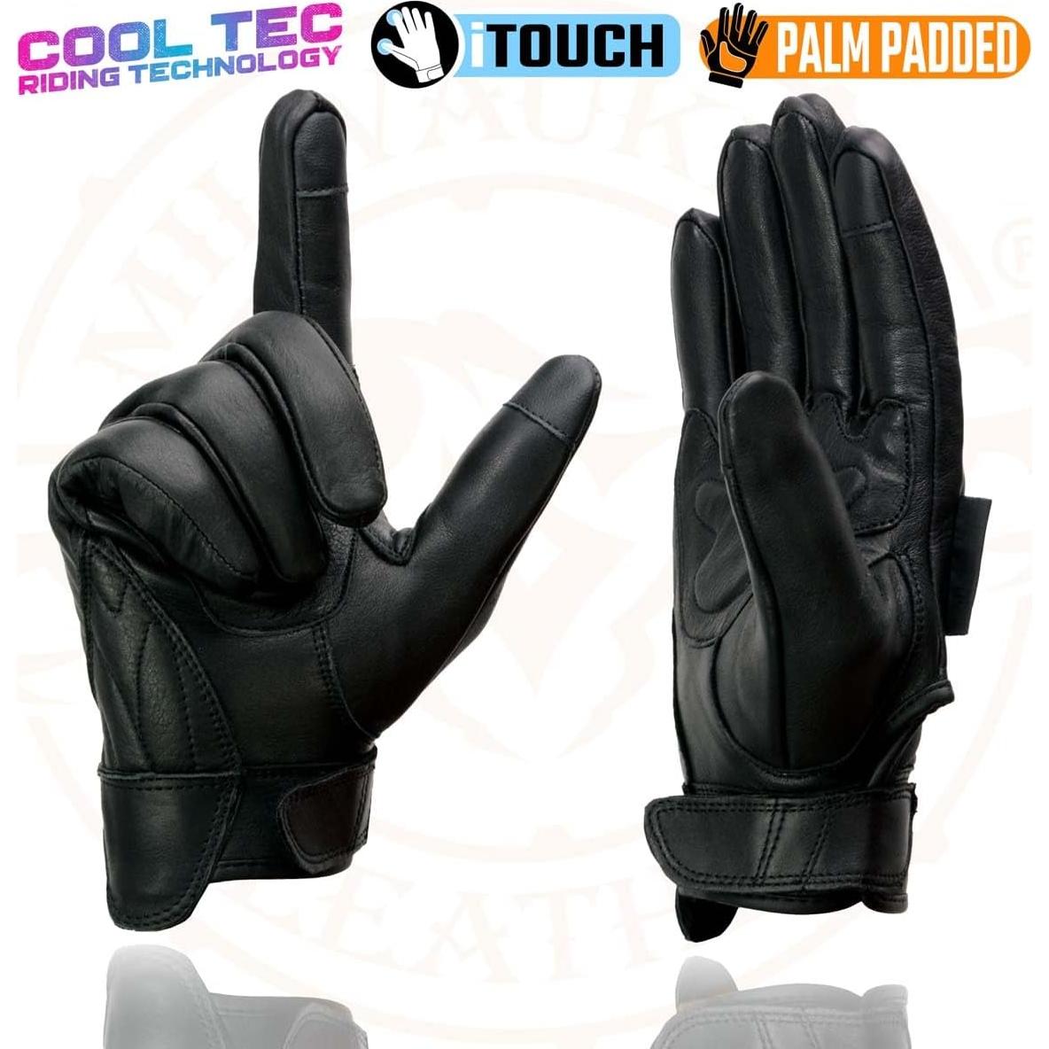 Guantes de motocicleta Milwaukee Leather MG7502 negros con gel