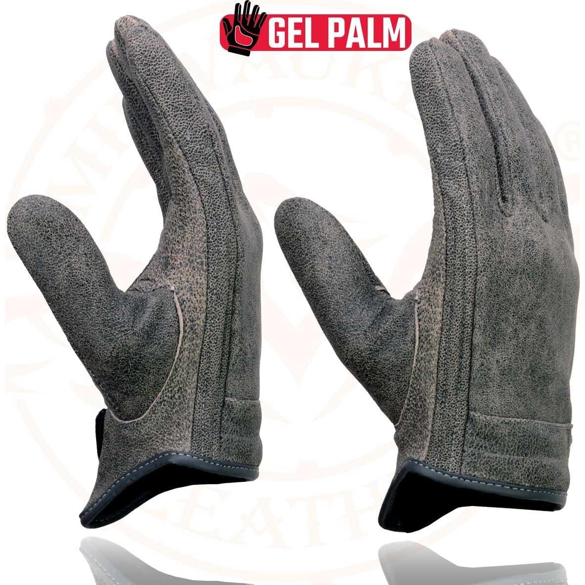 Guantes de Moto de Cuero Milwaukee Leather MG7511 3XL Gris