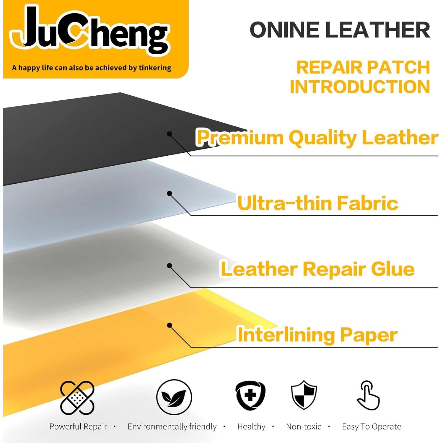 Kit de Reparación de Cuero JuCheng 17x200 cm Autoadhesivo Negro