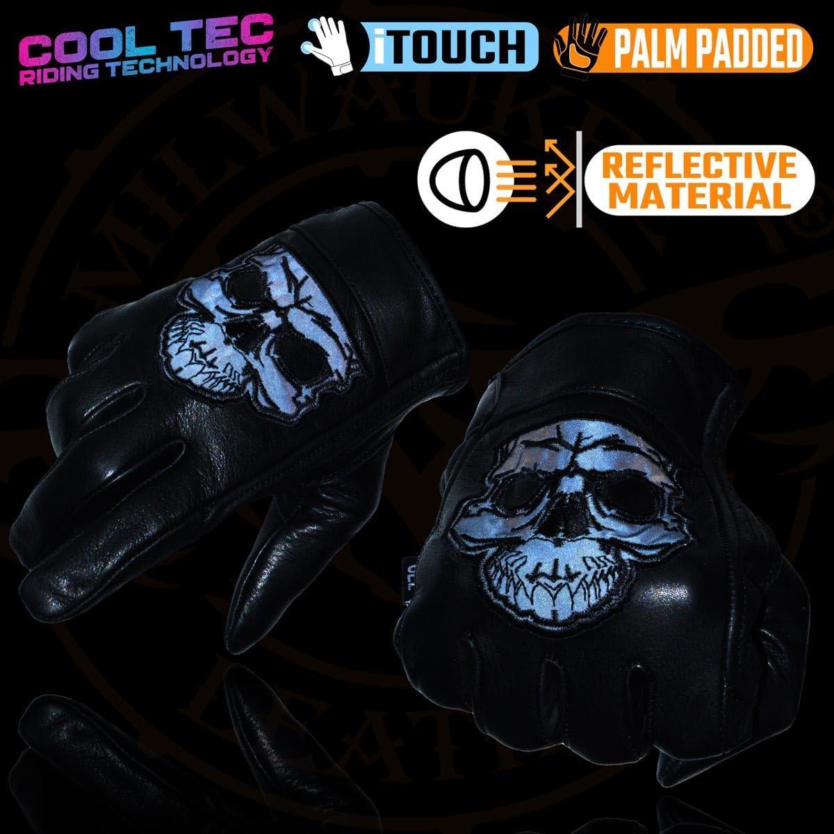 Guantes de Moto de Cuero Cool-Tec Shaf para Hombre Negro
