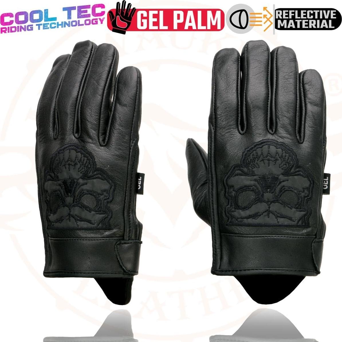 Guantes de Moto de Cuero Cool-Tec Shaf para Hombre Negro
