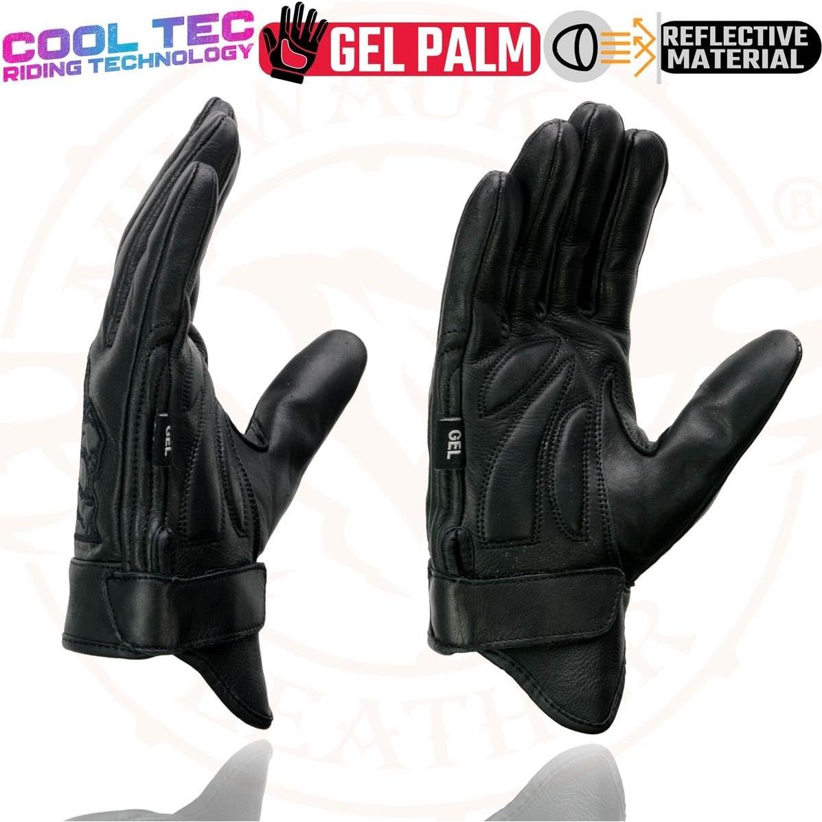 Guantes de Moto de Cuero Cool-Tec Shaf para Hombre Negro