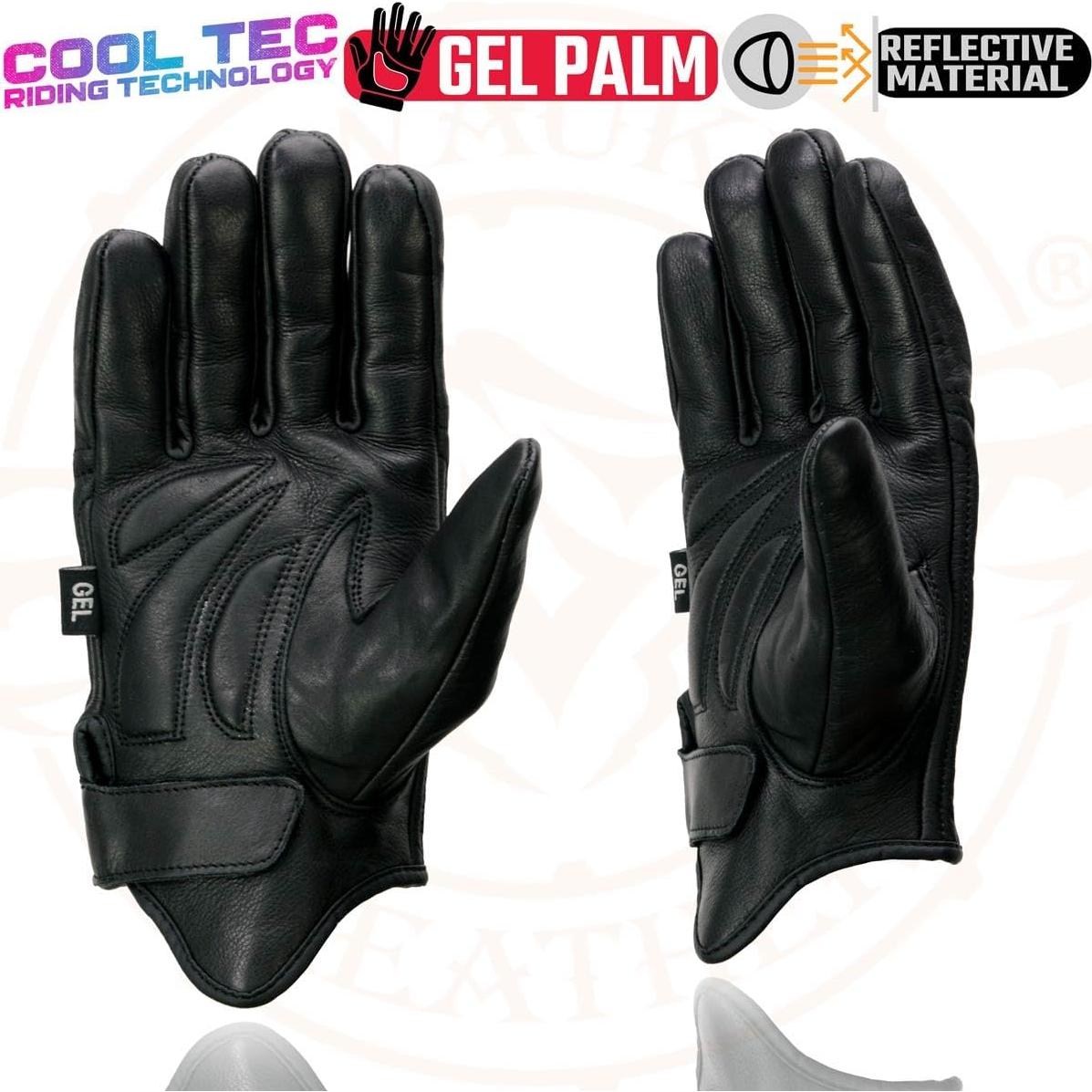 Guantes de Moto de Cuero Cool-Tec Shaf para Hombre Negro