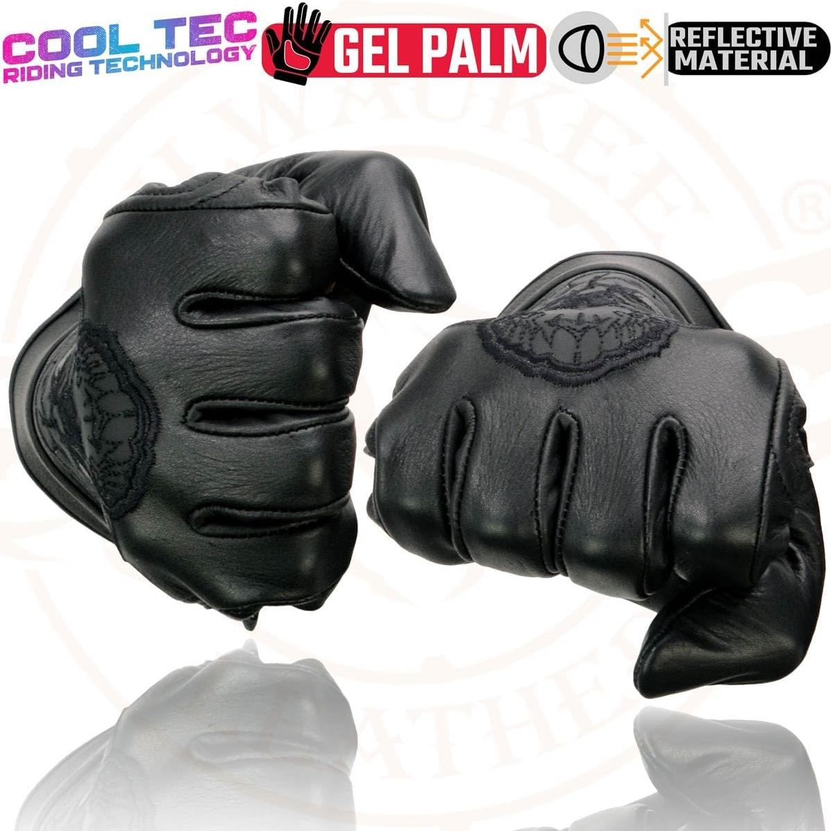 Guantes de Moto de Cuero Cool-Tec Shaf para Hombre Negro