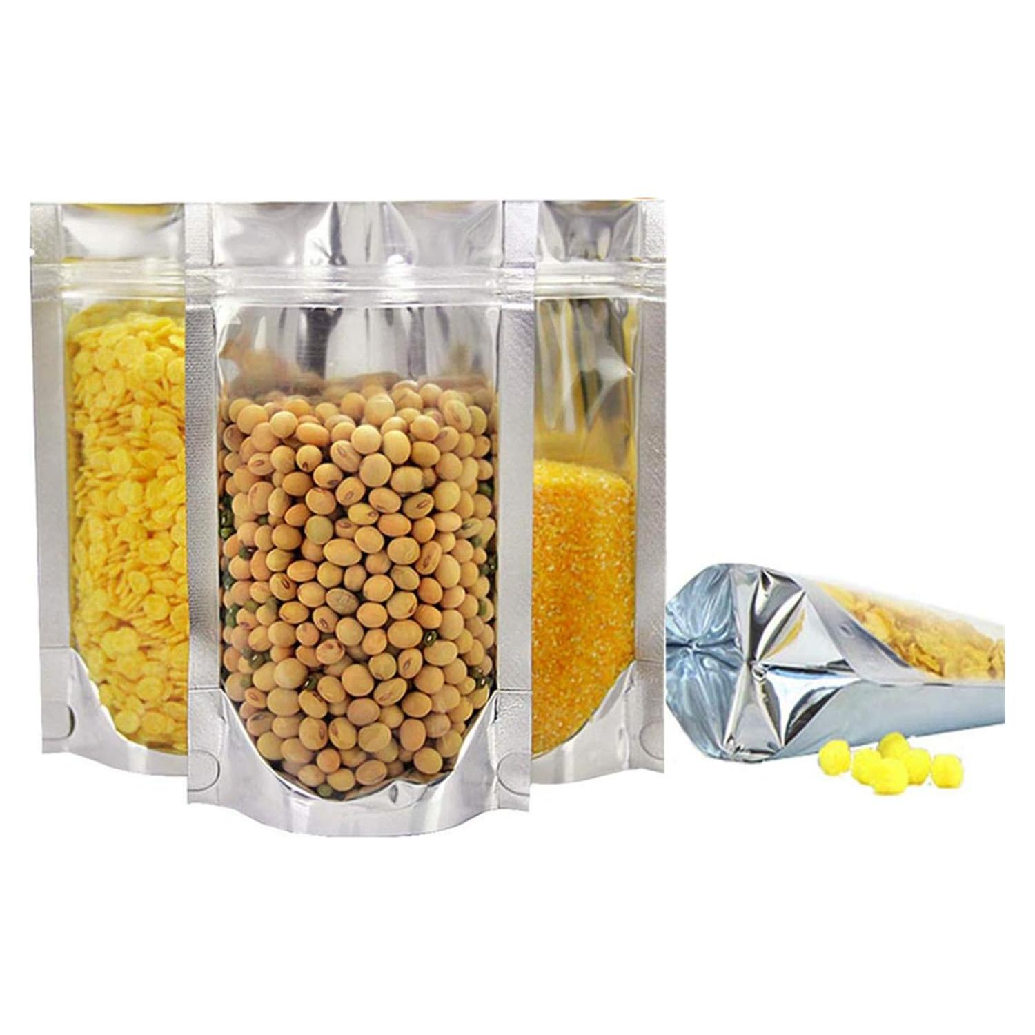 100 Bolsas Reutilizables Mylar 8x12+10 cm Cierre Ziplock