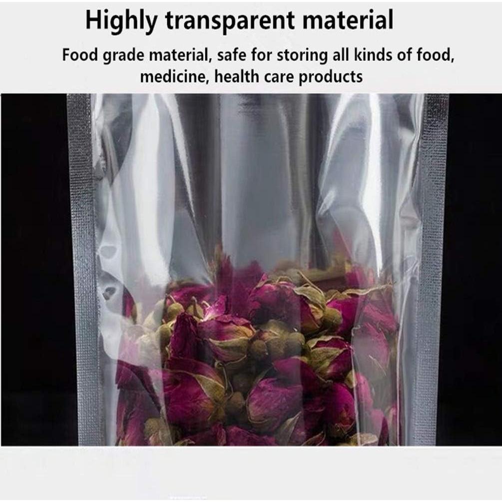 100 Bolsas Reutilizables Mylar 8x12+10 cm Cierre Ziplock