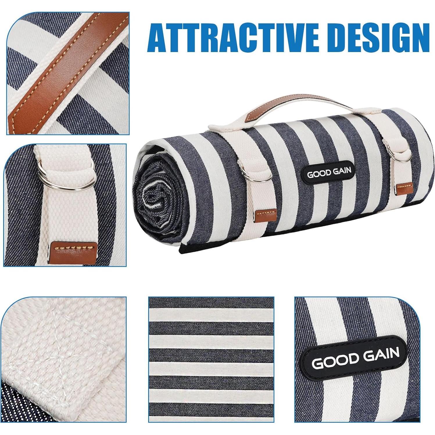 Manta de Picnic Impermeable G GOOD GAIN 198x145 cm Azul Egeo