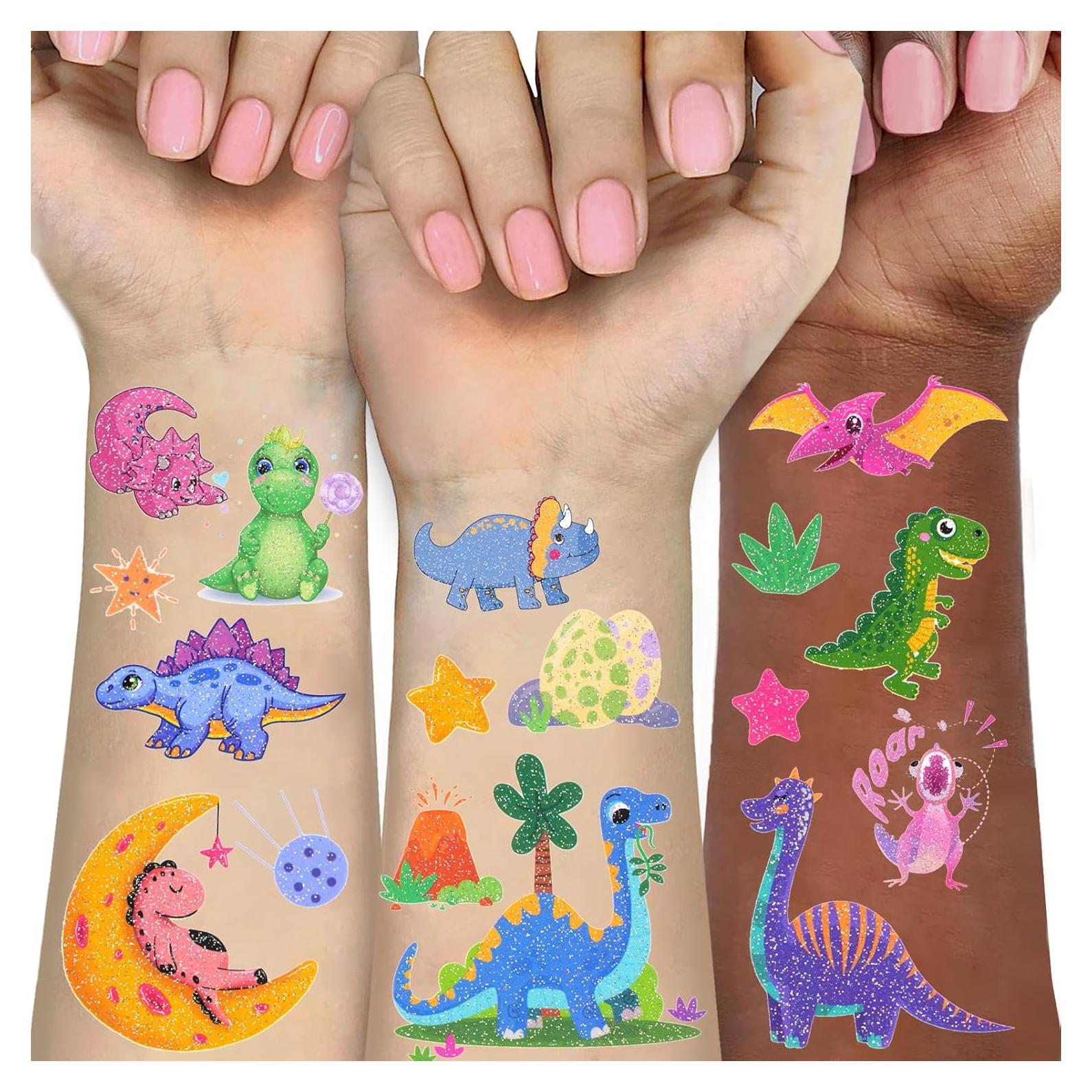 Tatuajes Temporales de Dinosaurio Ozepao - 160 Diseños Brillantes