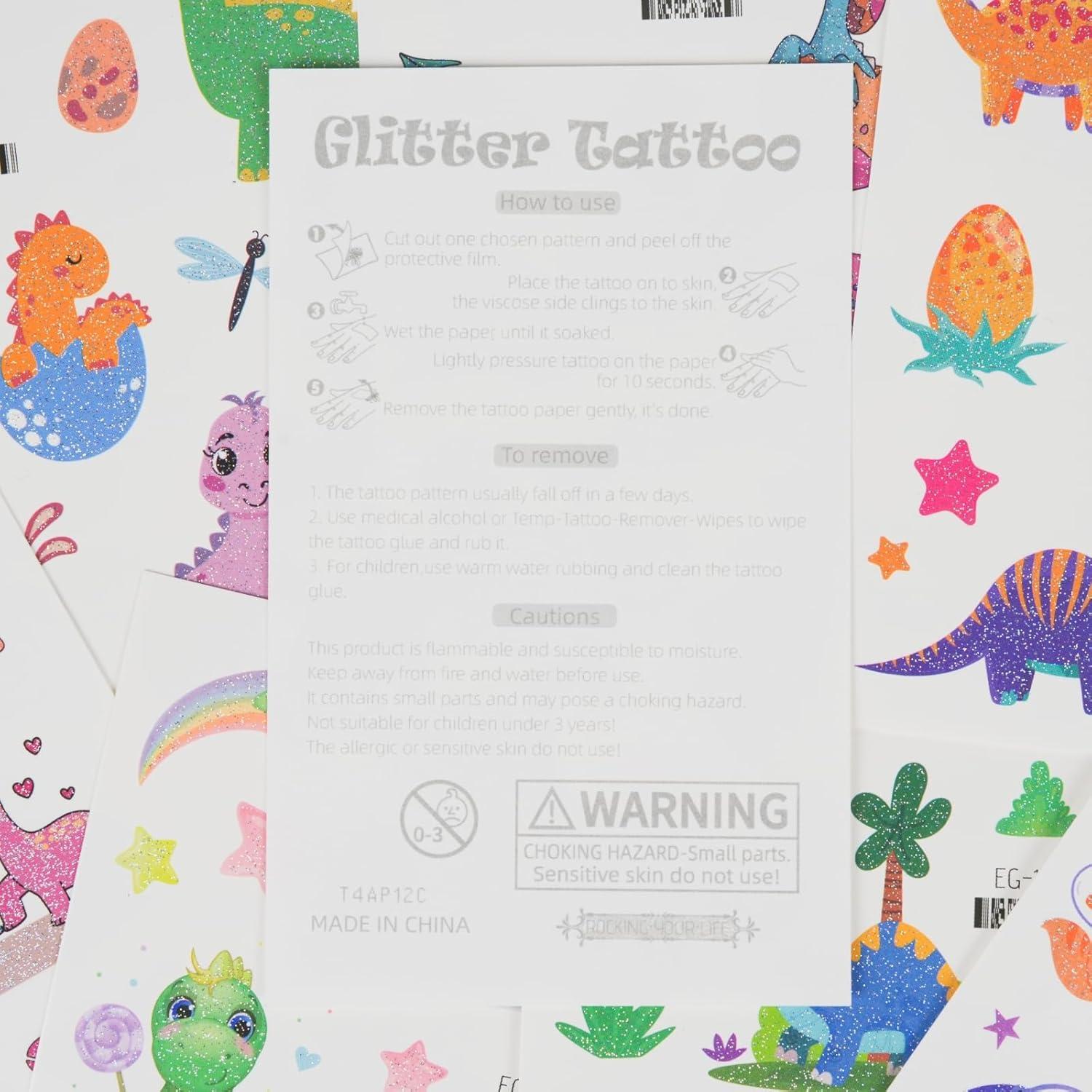 Tatuajes Temporales de Dinosaurio Ozepao - 160 Diseños Brillantes