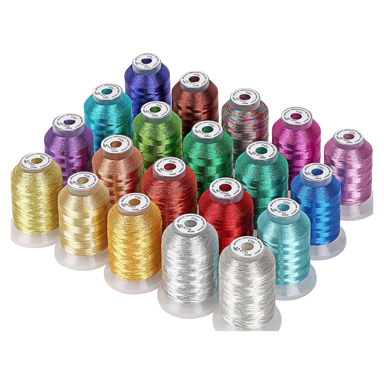 Kit de Hilo de Bordado Metálico Nuevo Brothread 20 Colores 500M