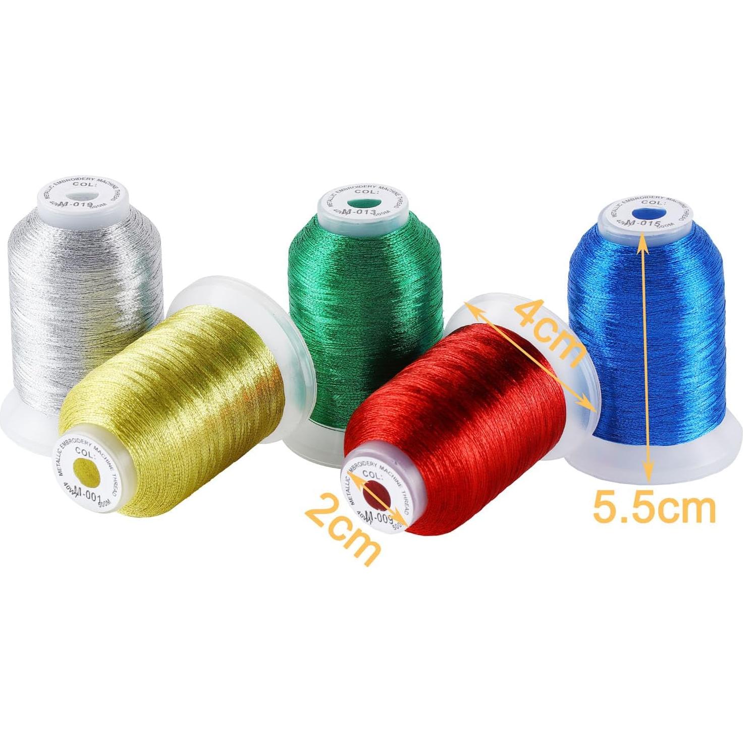 Kit de Hilo de Bordado Metálico Nuevo Brothread 20 Colores 500M