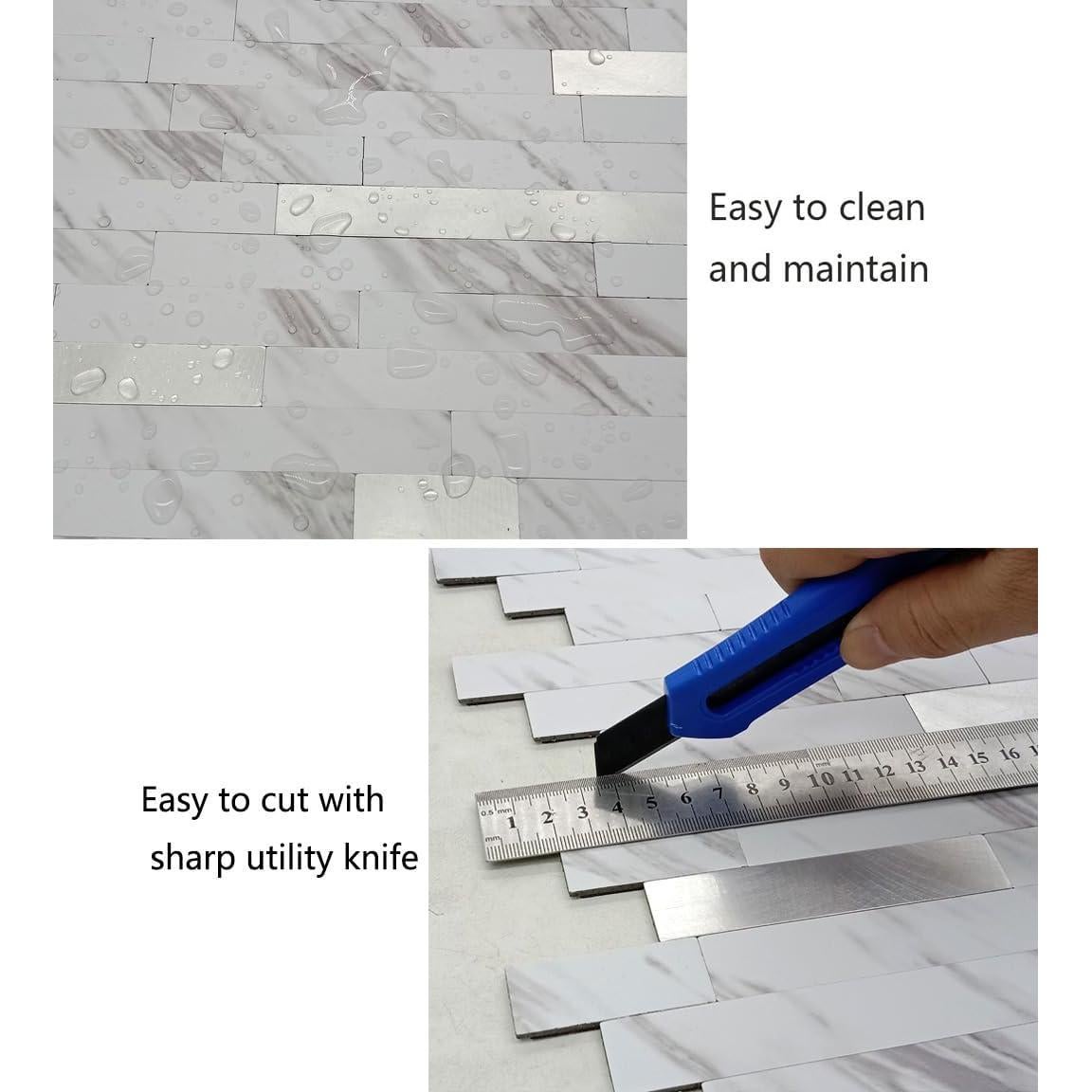 Azulejos Autoadhesivos Weimeisc 10 Hojas Mármol Blanco 28.58x32.26cm