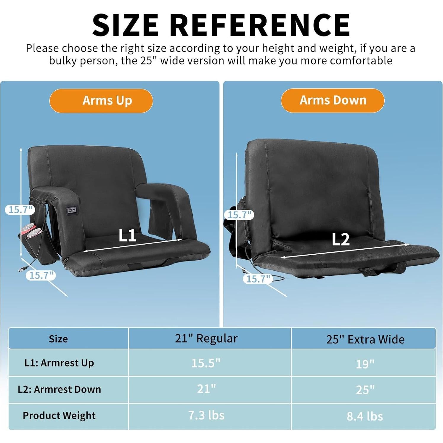 Asiento de Estadio Calentado NAIZEA con Respaldo y 6 Posiciones