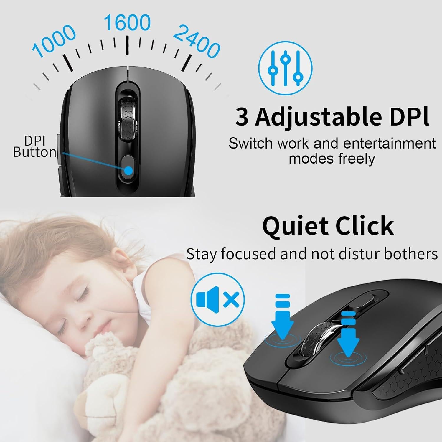 Combo Teclado y Ratón Inalámbricos ACOZYKITTEN Negro