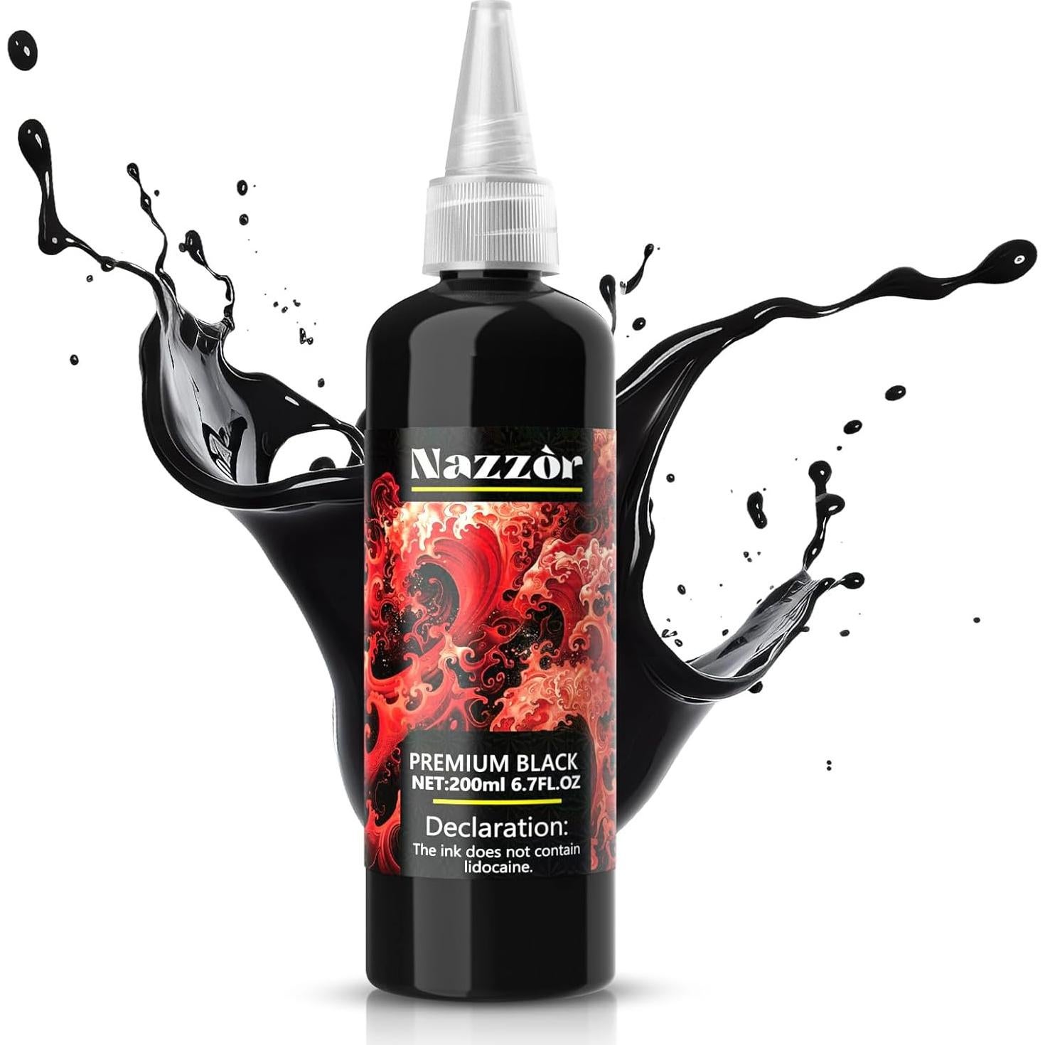 Tinta de Tatuaje Nazzor 200ml Negra para Sombreado y Contorno