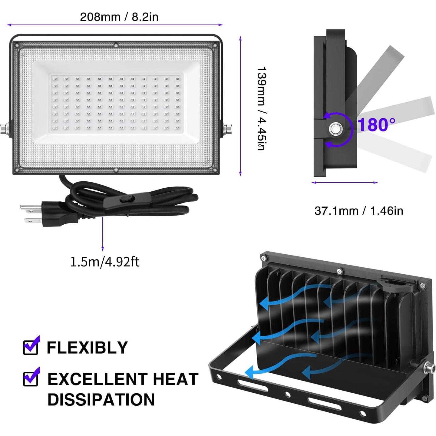 Onforu 2 Pack 60W Luz Negra LED Impermeable IP66 para Fiestas