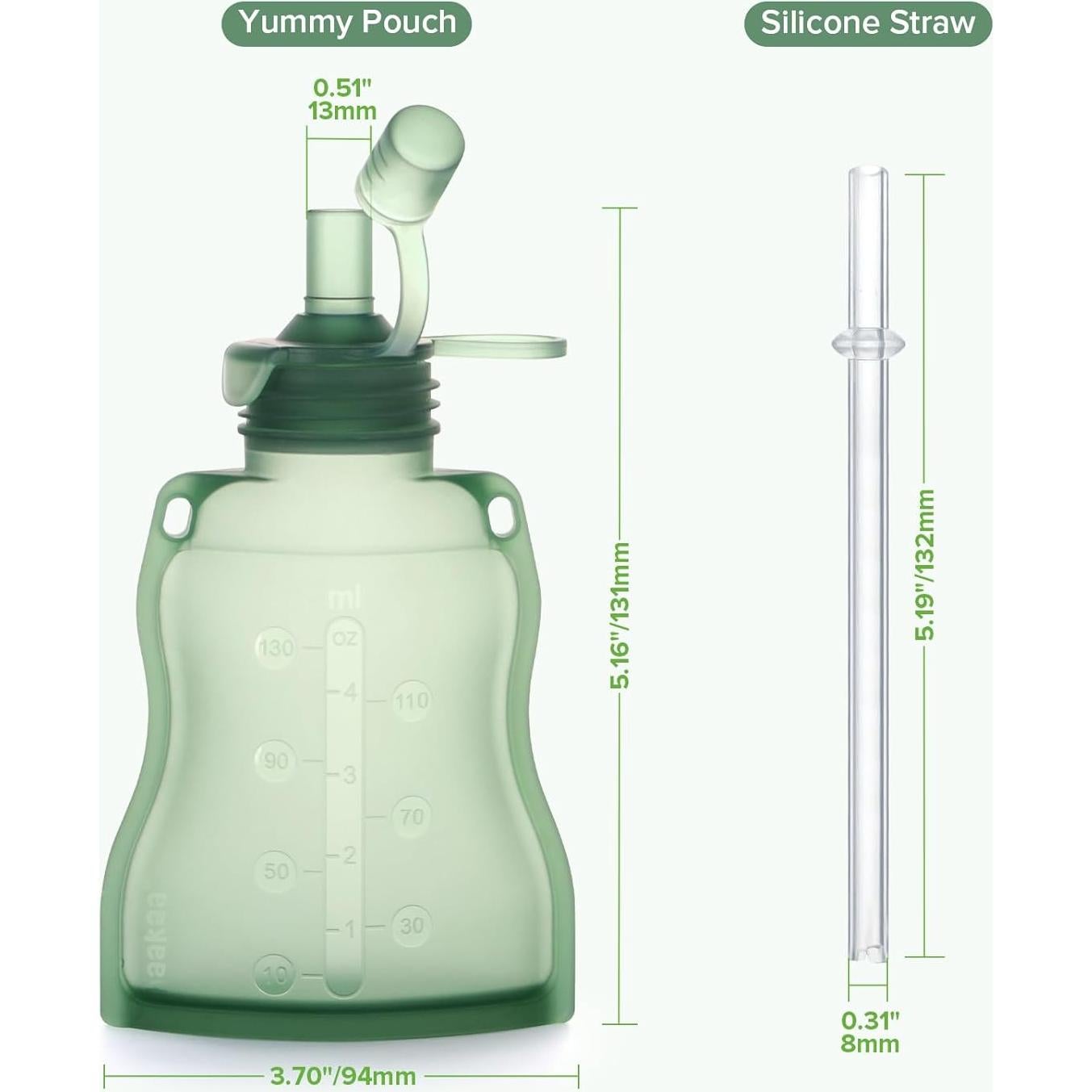 Bolsa de Comida Reutilizable Haakaa Yummy Pouch 2 Unidades Verde