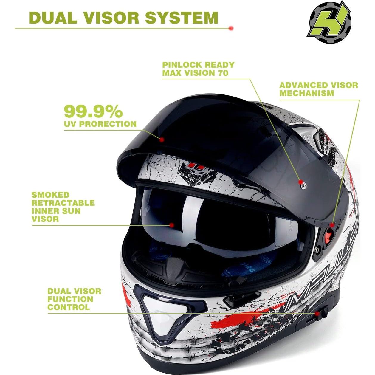 Casco HAX Hax Impulse XL Doble Visor y Aprobado DOT