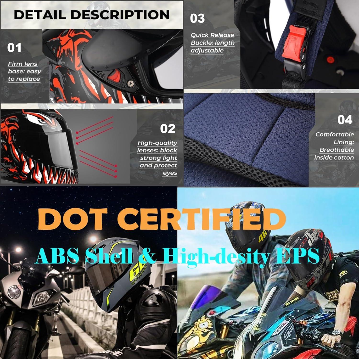 Casco de Motocicleta HTLNUZD Integral con Visores Intercambiables