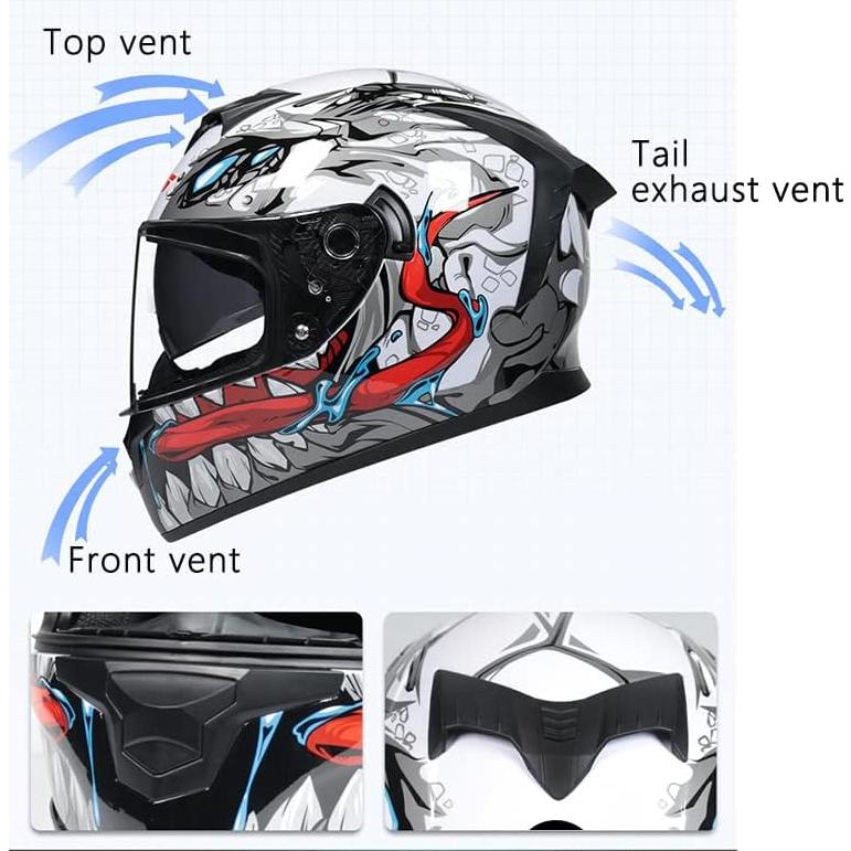 Casco Motocicleta MotuoMr Pequeño Espejo Negro DOT