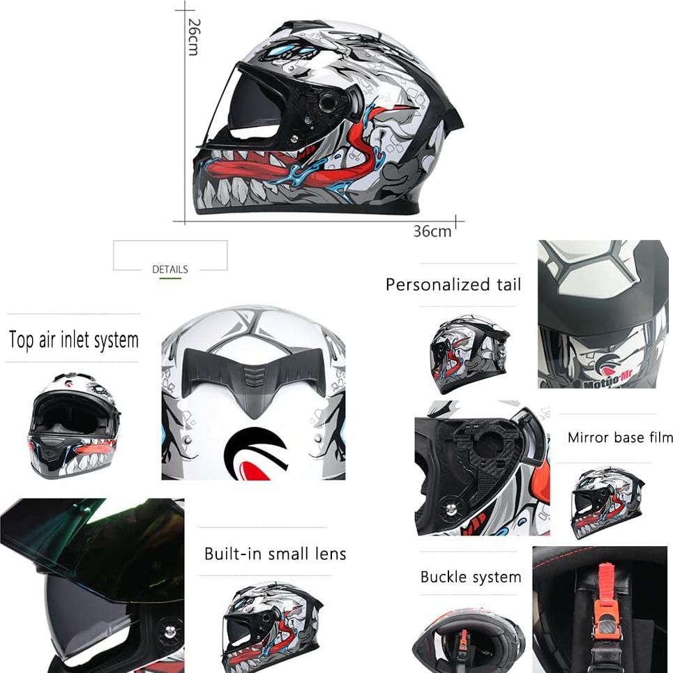 Casco Motocicleta MotuoMr Pequeño Espejo Negro DOT