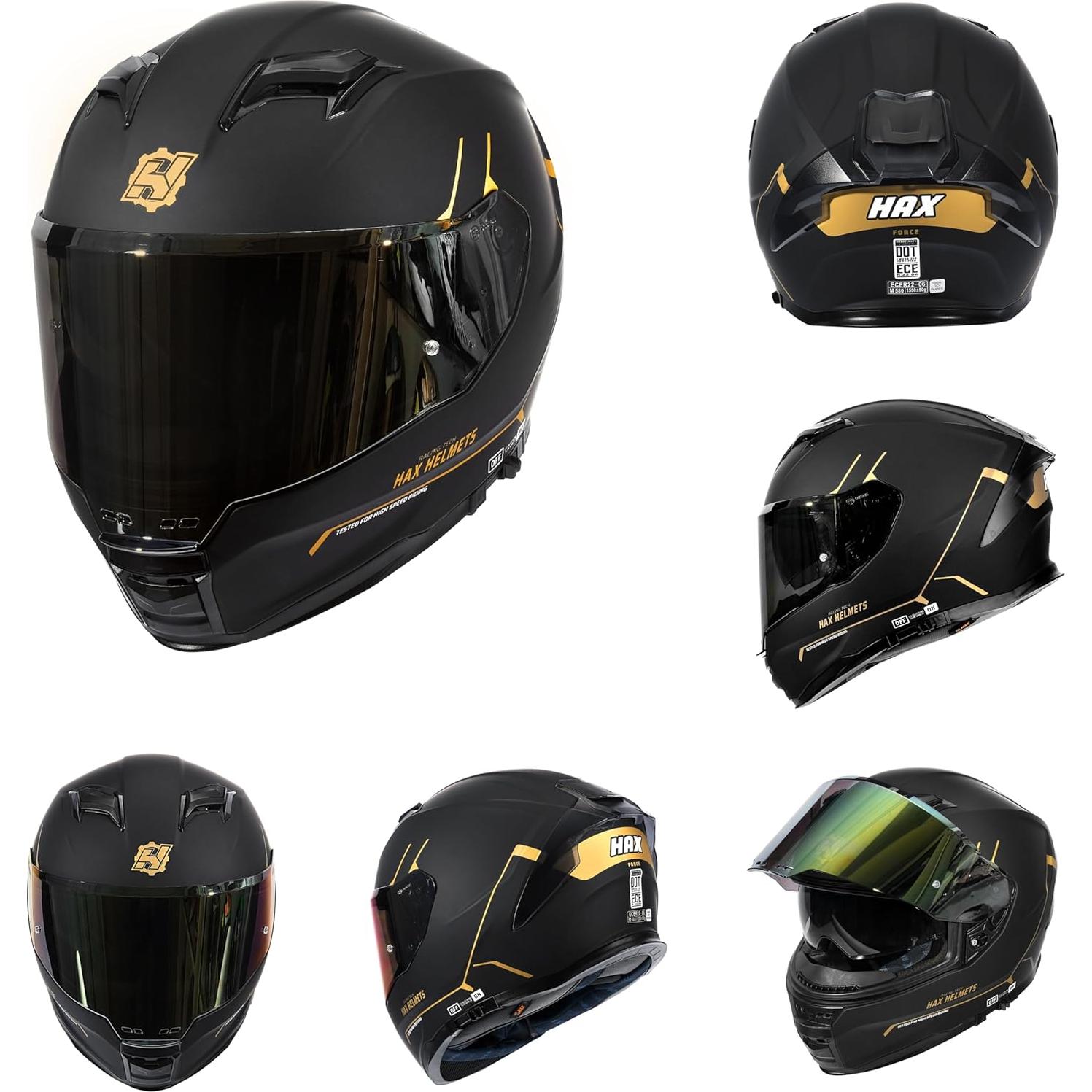 Casco HAX Force Aerodinámico Doble Visor Talla M Negro Mate