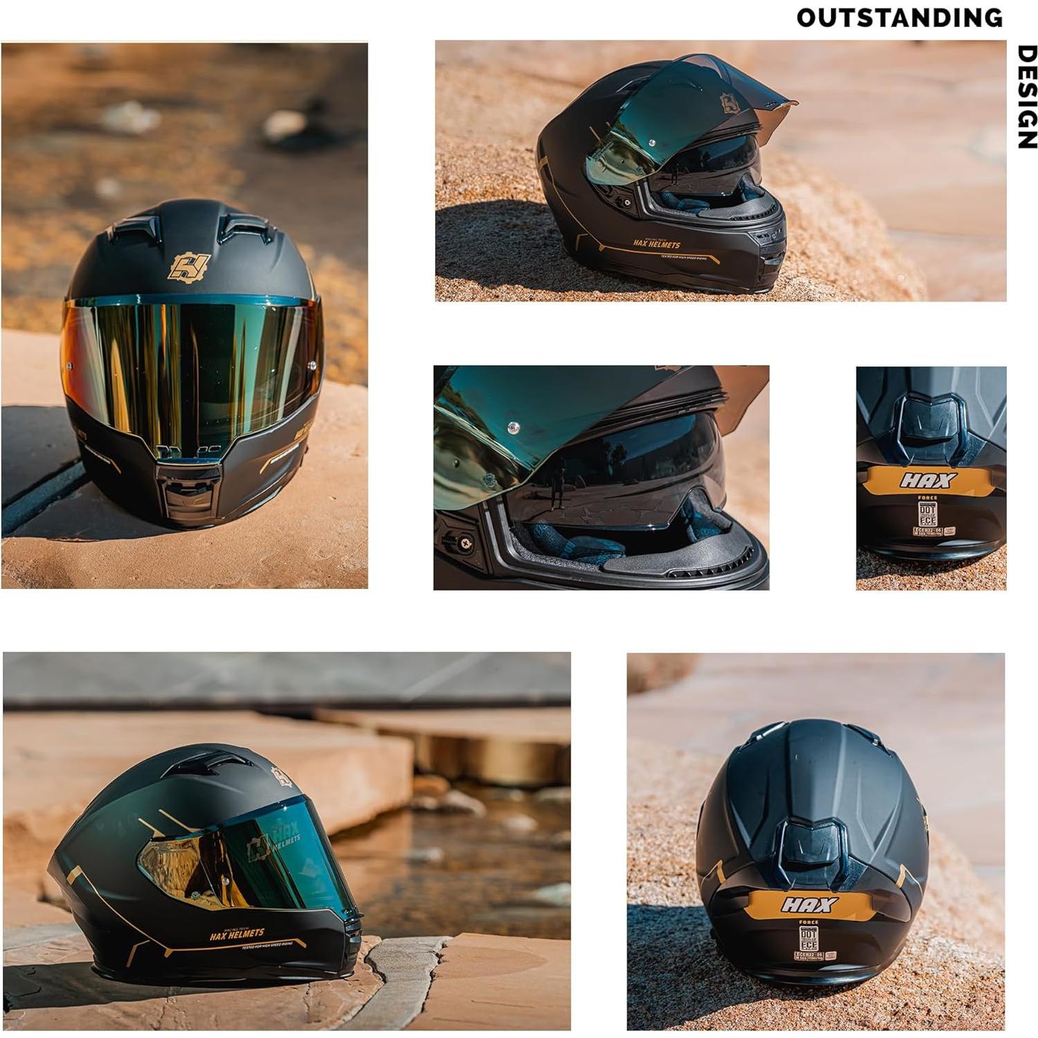 Casco HAX Force Aerodinámico Doble Visor Talla M Negro Mate