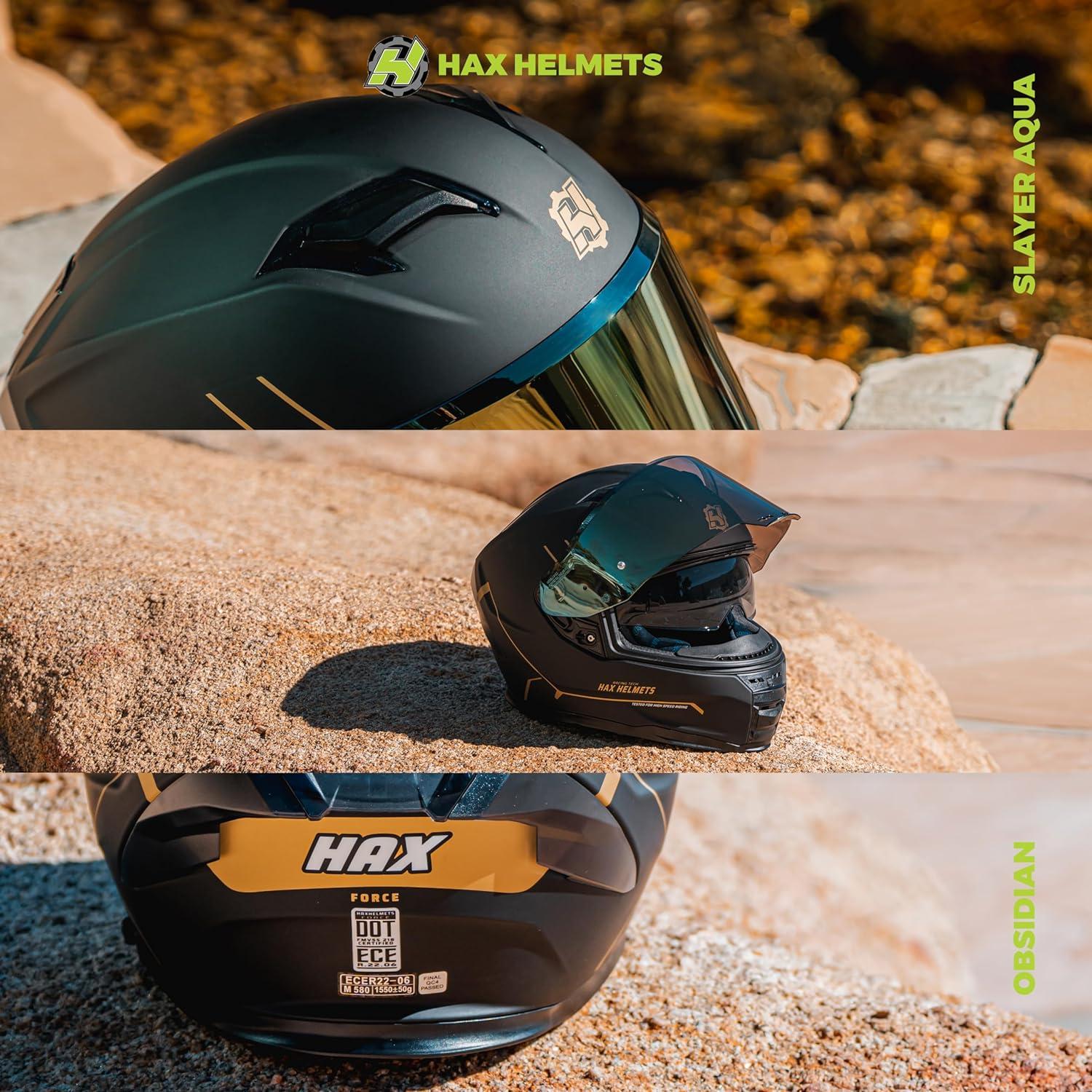 Casco HAX Force Aerodinámico Doble Visor Talla M Negro Mate