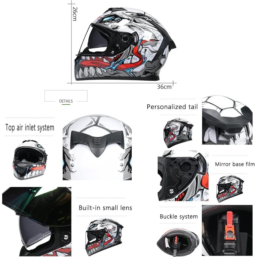 Casco de Motocicleta DOT X-Grande Espejo Doble Deporte